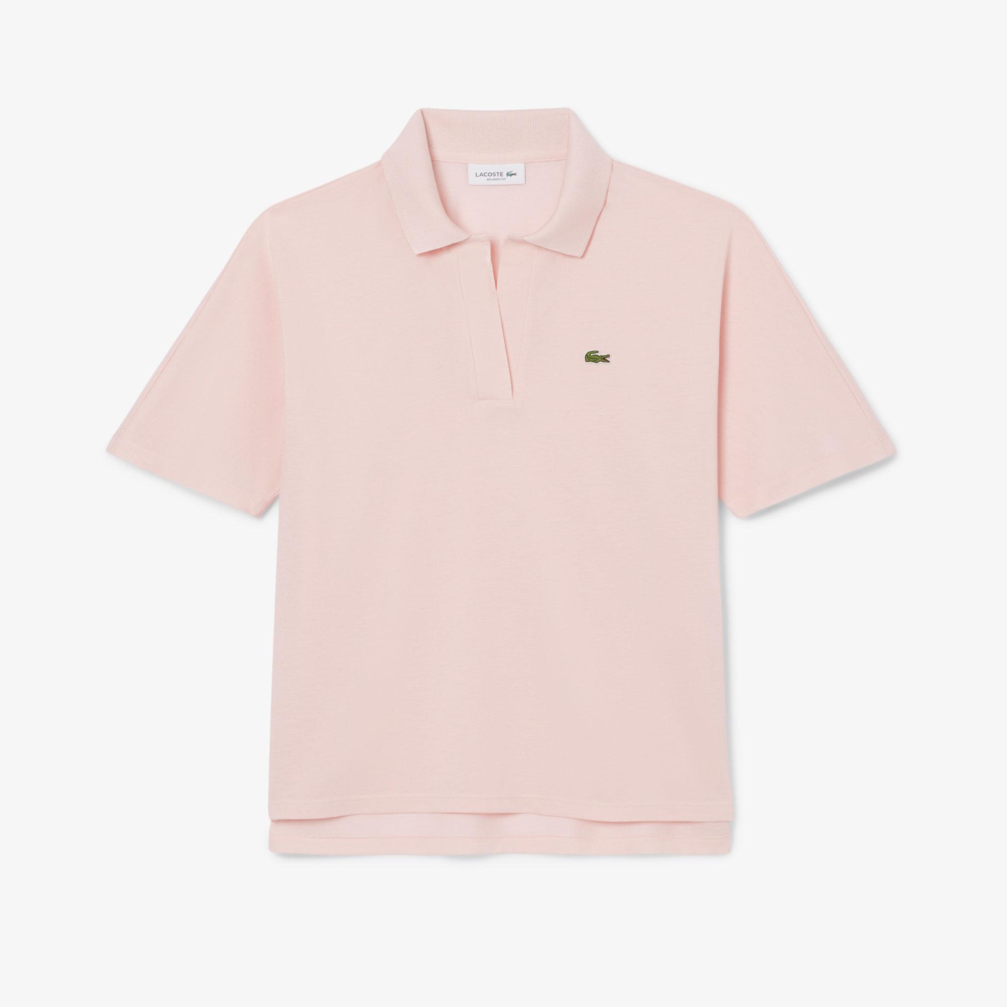 Kadın Relaxed Fit Polo Yaka Pembe Polo