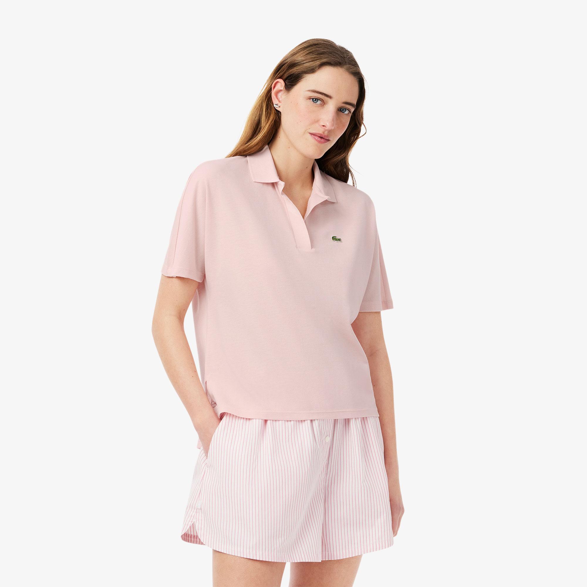 Kadın Relaxed Fit Polo Yaka Pembe Polo