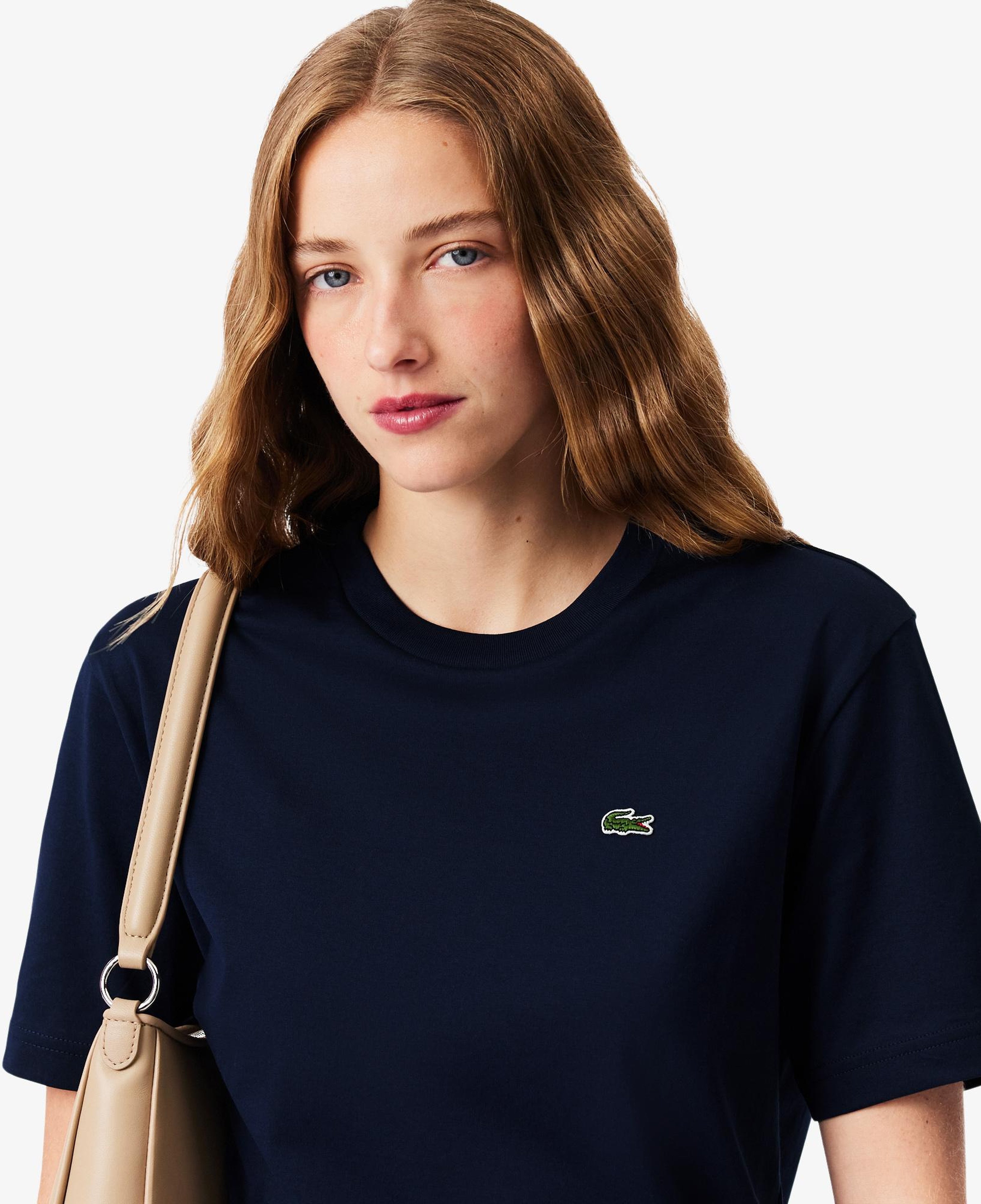 Kadın Relaxed Fit Bisiklet Yaka Lacivert T-Shirt