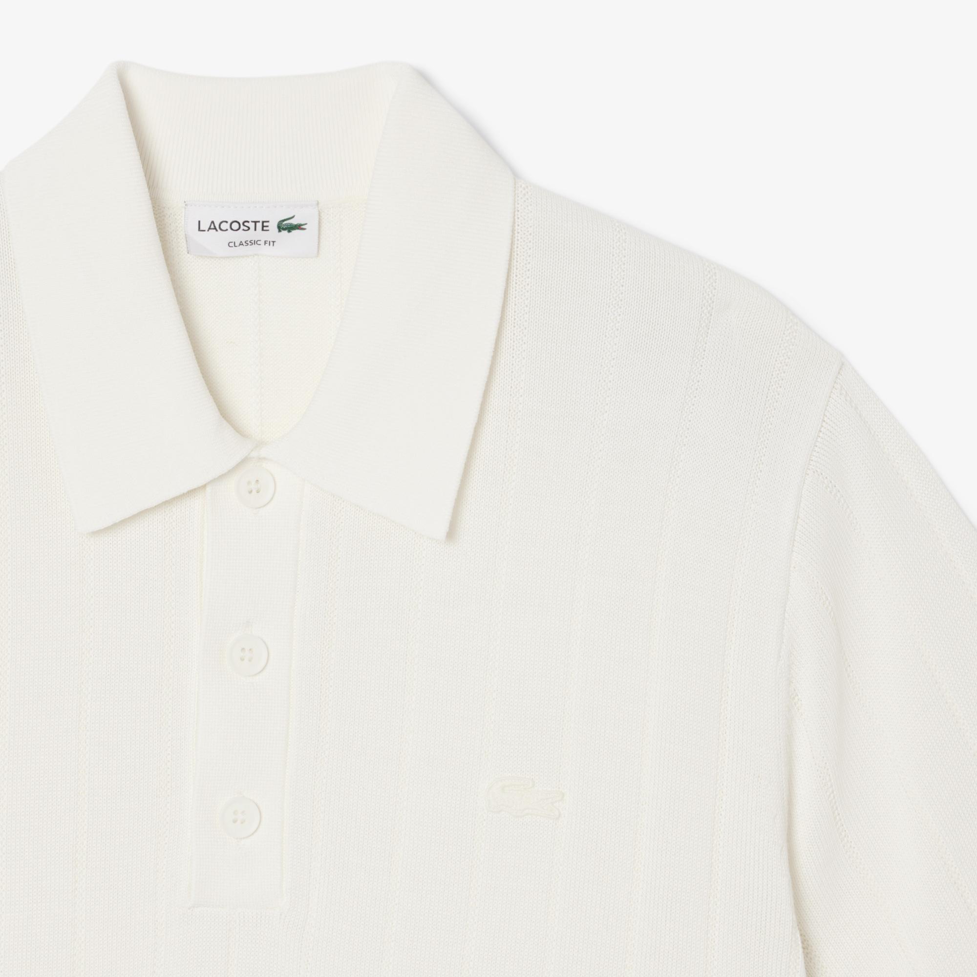 Erkek Classic Fit Kısa Kollu Polo Yaka Beyaz Triko