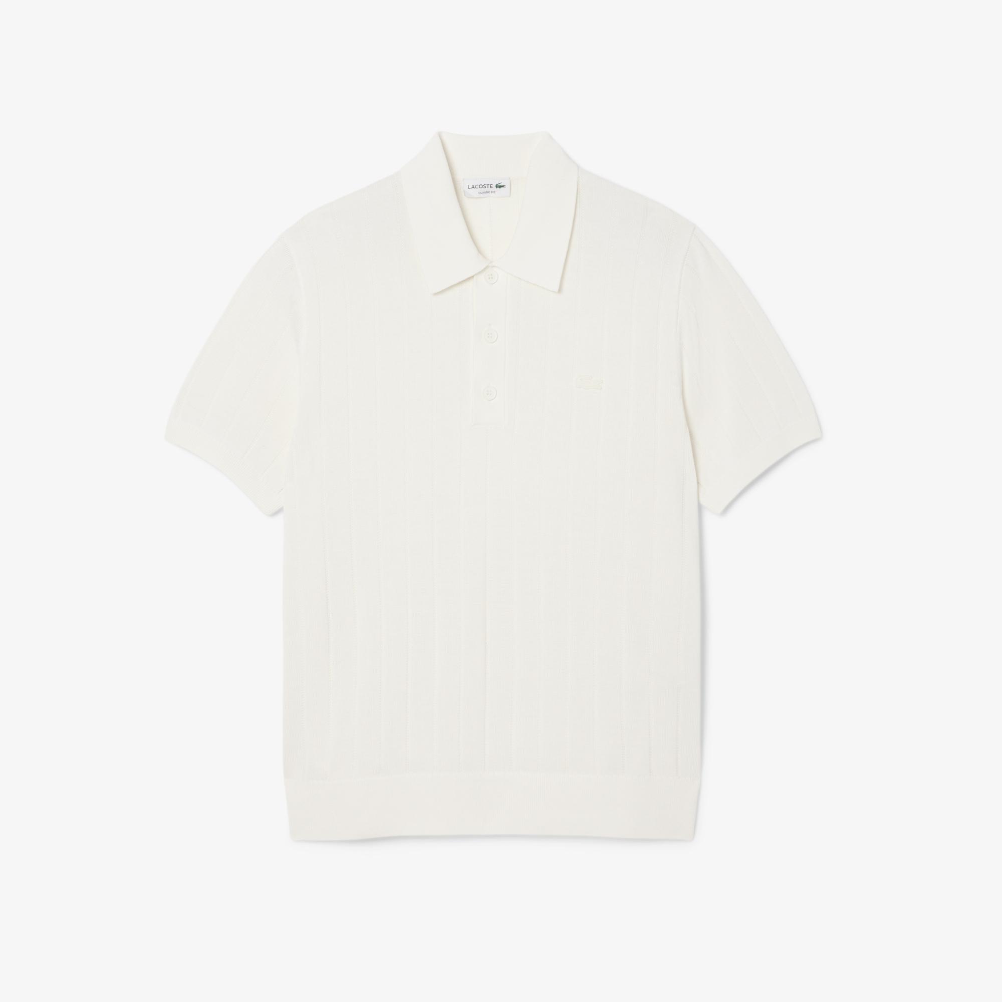 Erkek Classic Fit Kısa Kollu Polo Yaka Beyaz Triko