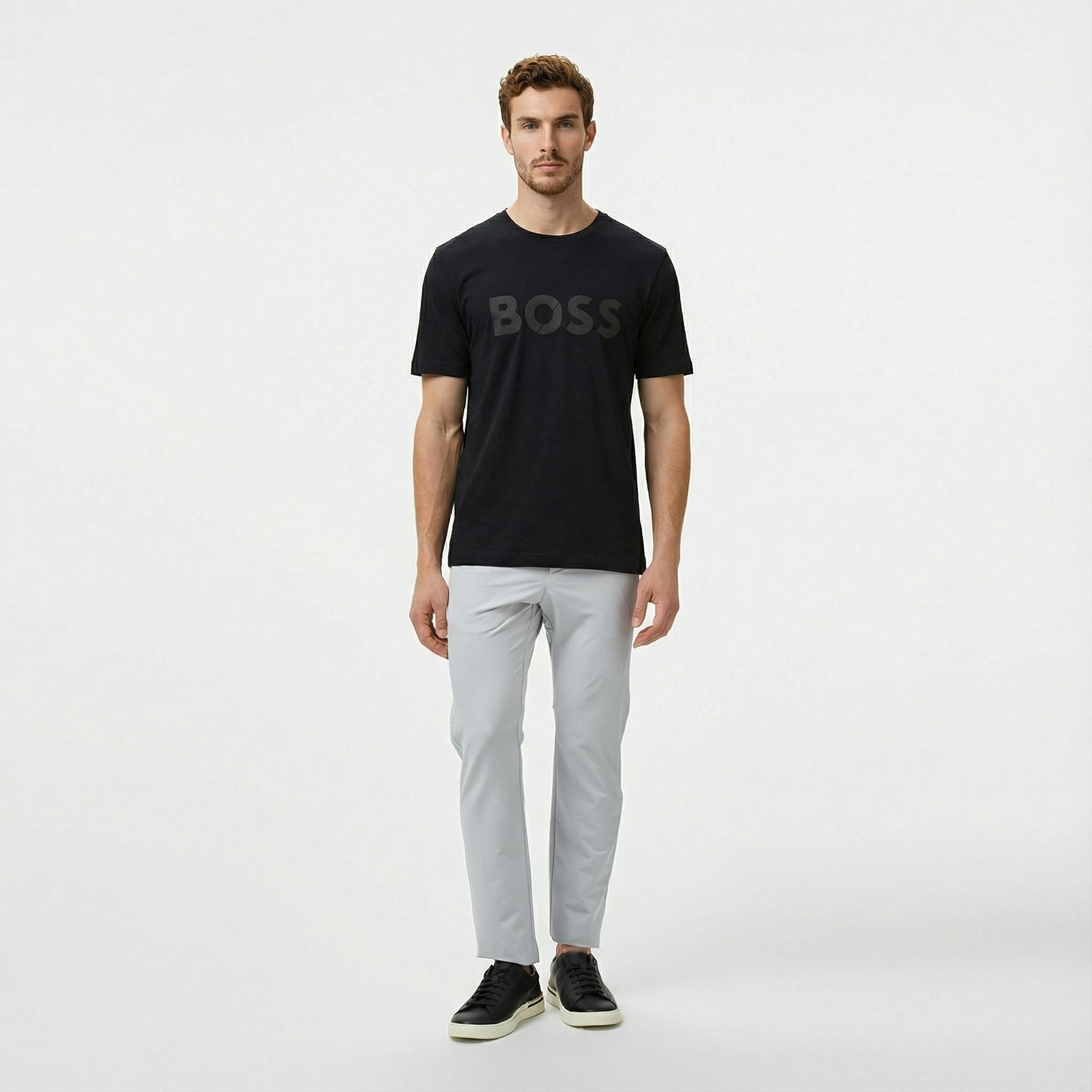 Boss Tape Logo Erkek Siyah T-Shirt