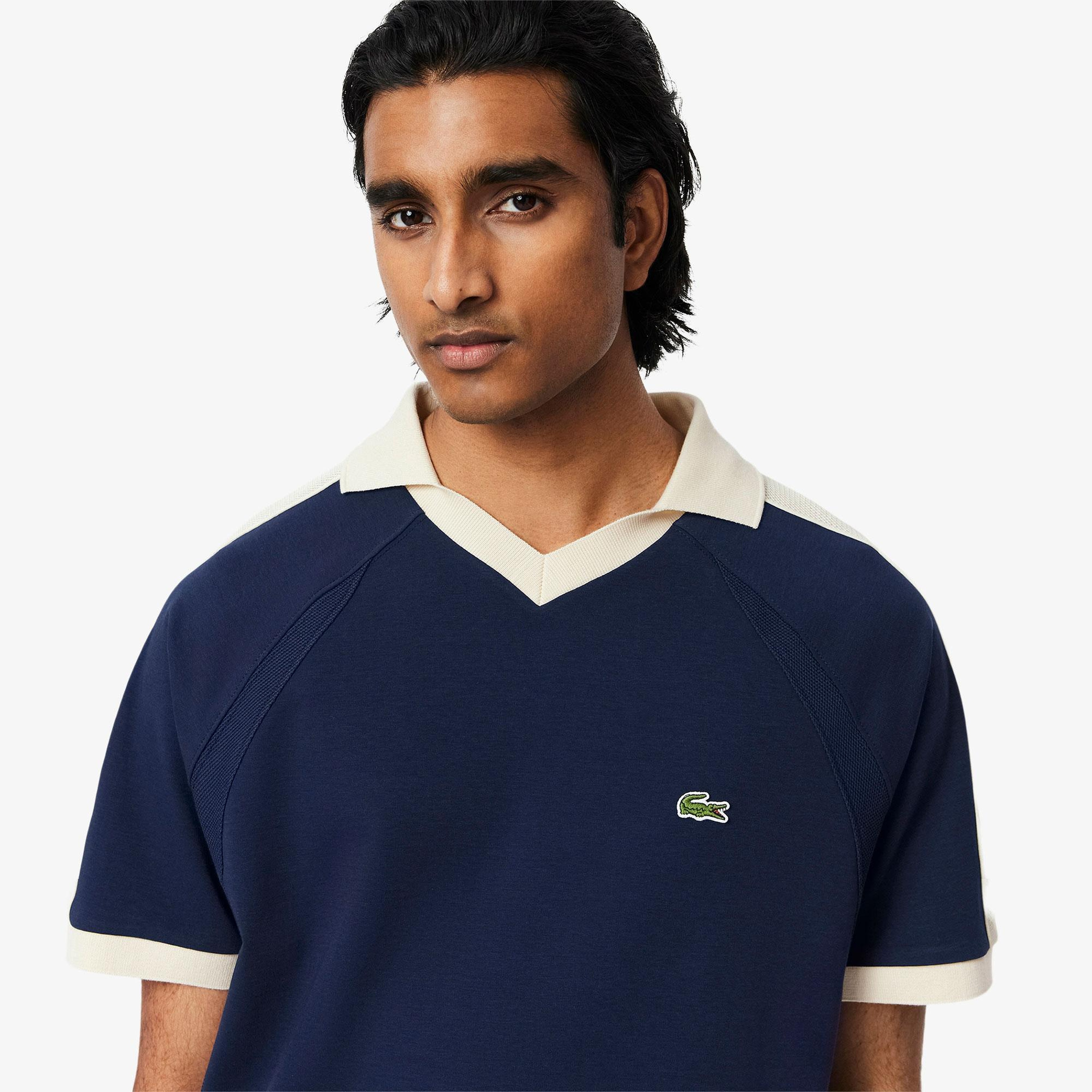 Erkek Classic Fit Organik Pamuk Renk Bloklu Lacivert Polo