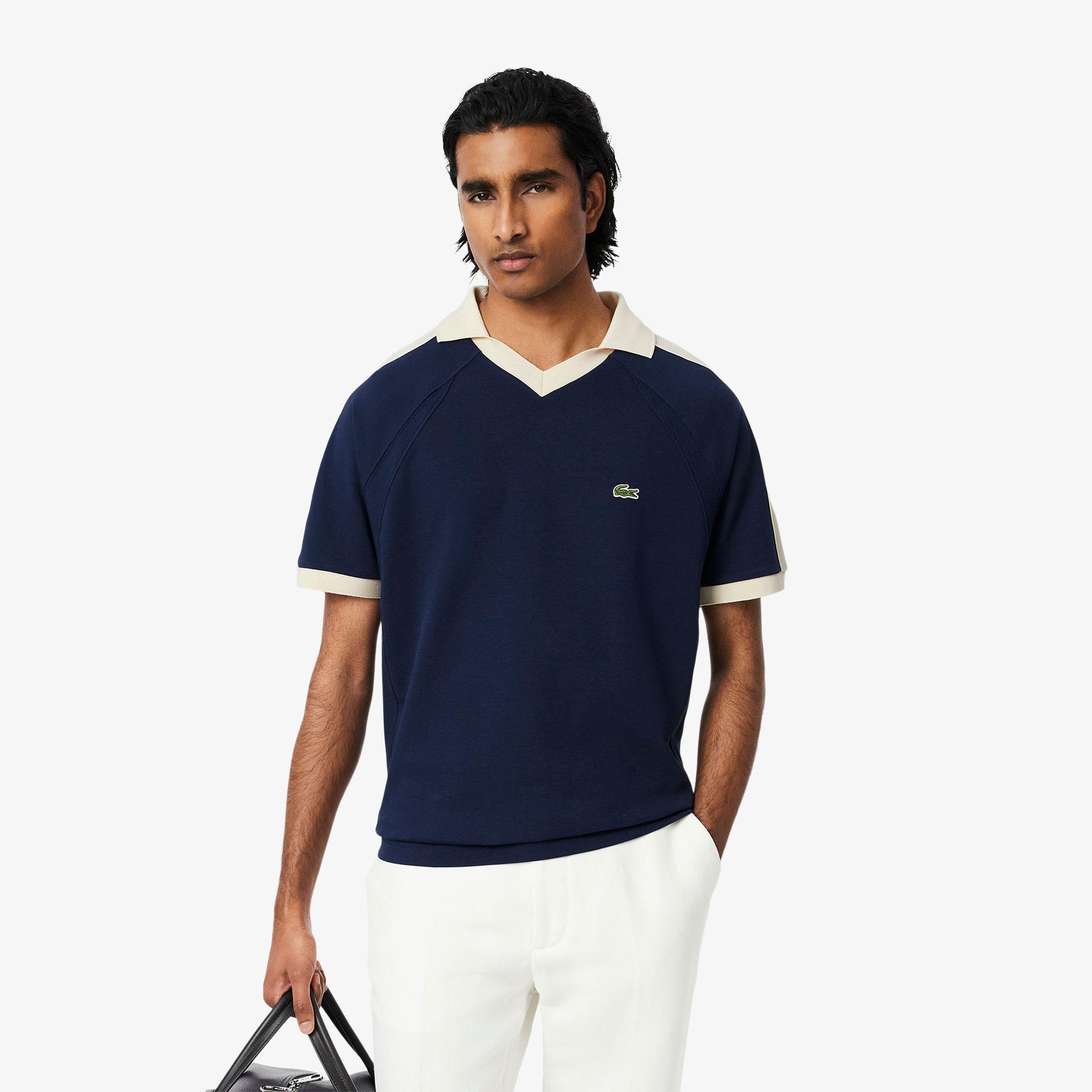 Erkek Classic Fit Organik Pamuk Renk Bloklu Lacivert Polo