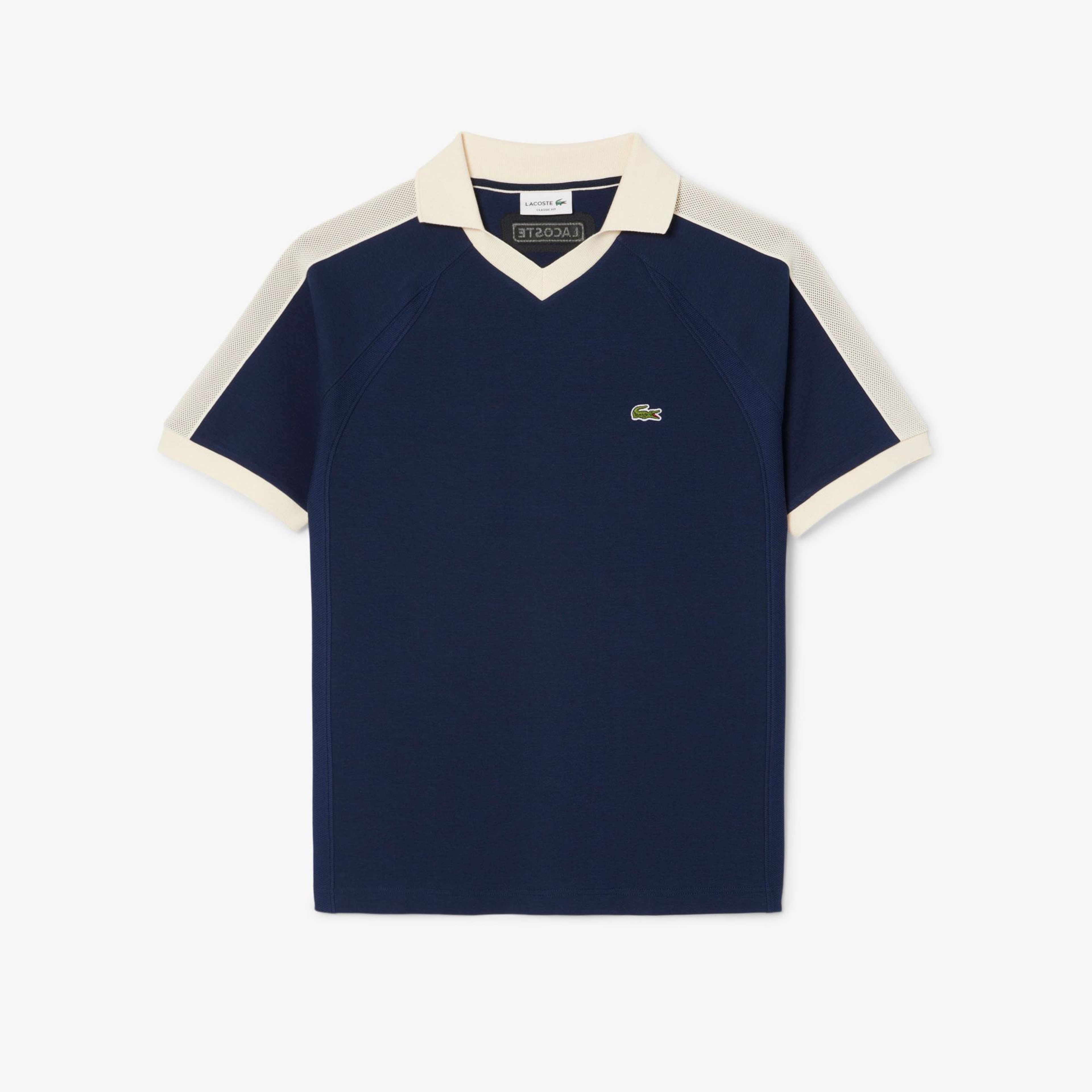 Erkek Classic Fit Organik Pamuk Renk Bloklu Lacivert Polo