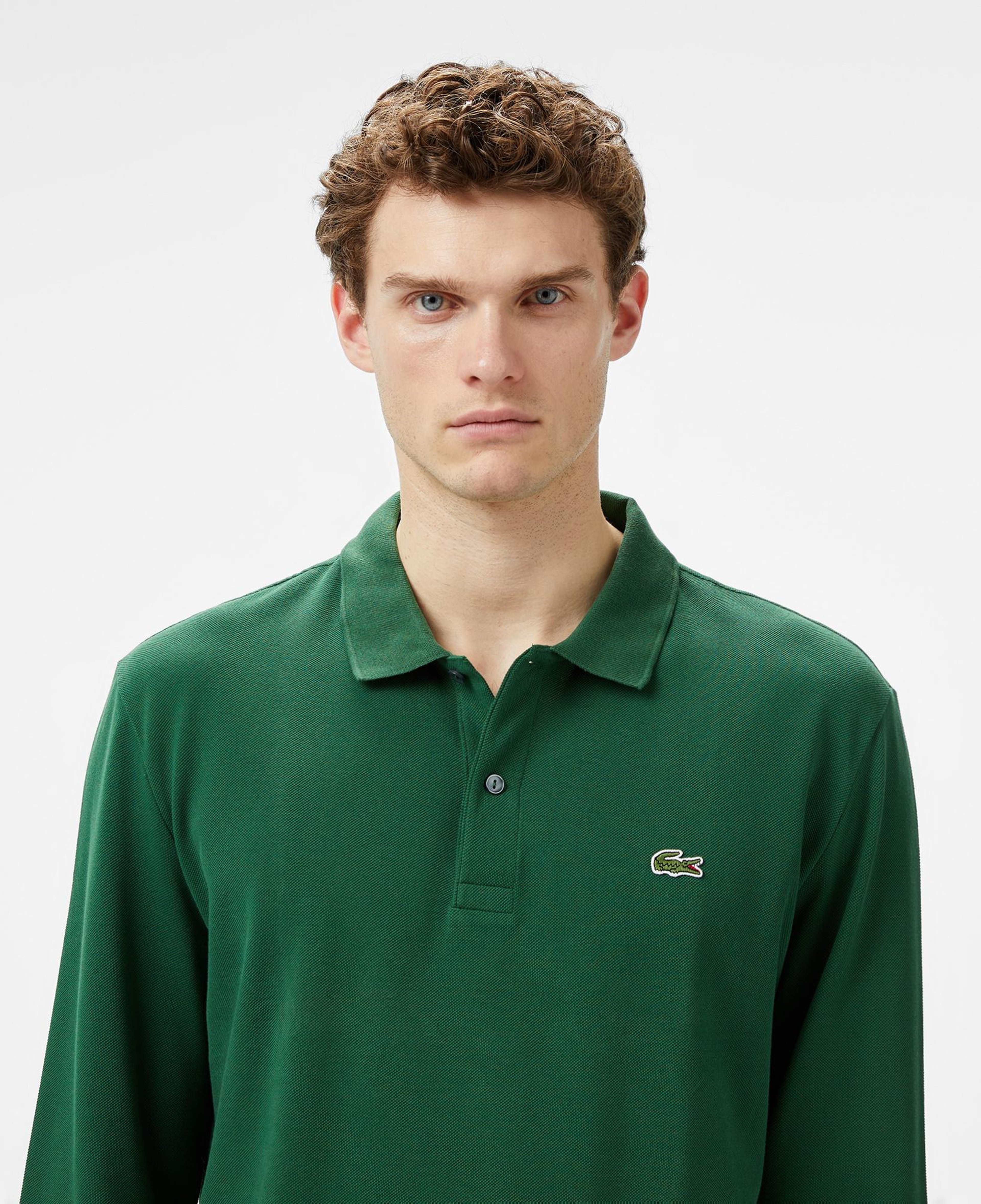 L.12.12 Erkek Slim Fit Uzun Kollu Yeşil Polo