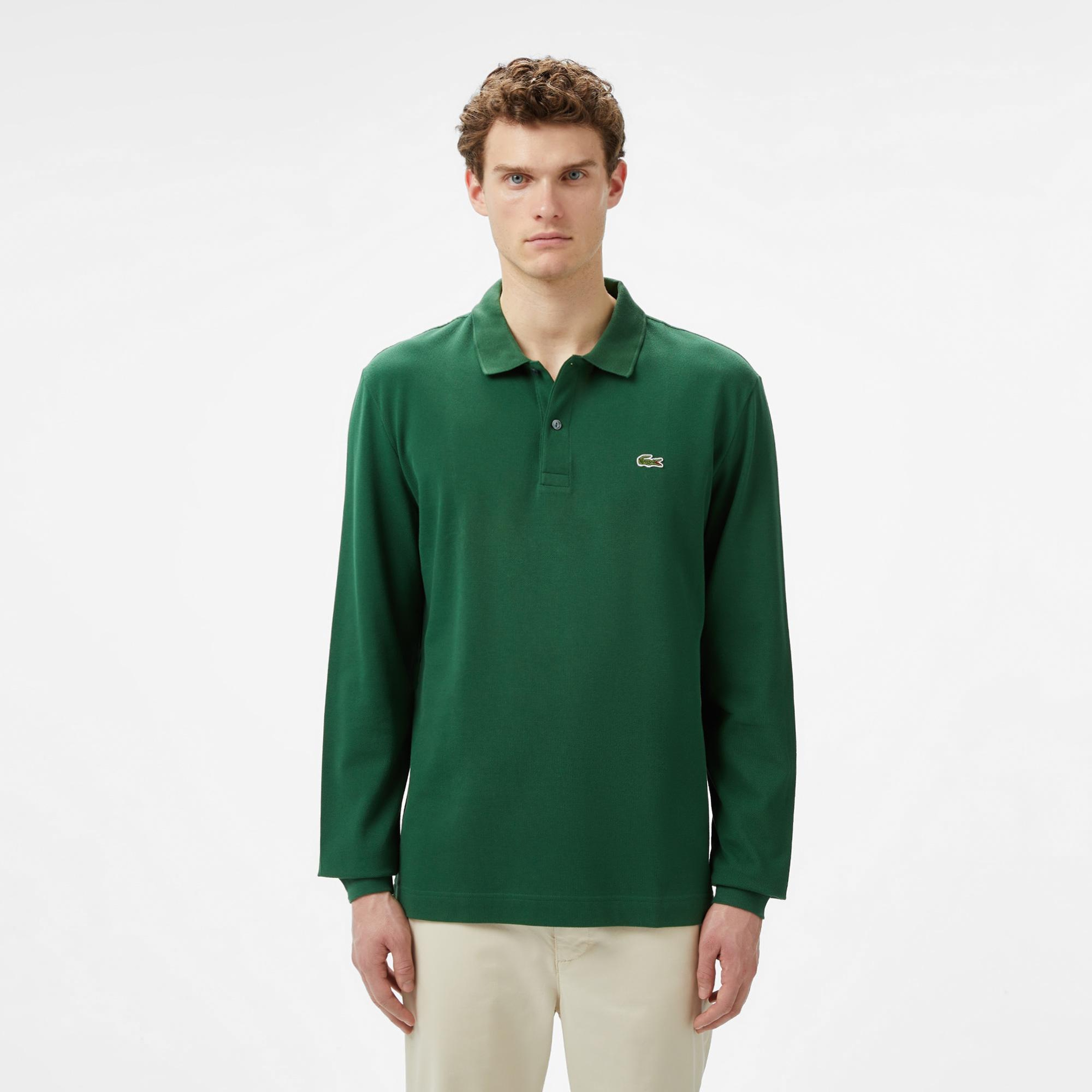 L.12.12 Erkek Slim Fit Uzun Kollu Yeşil Polo