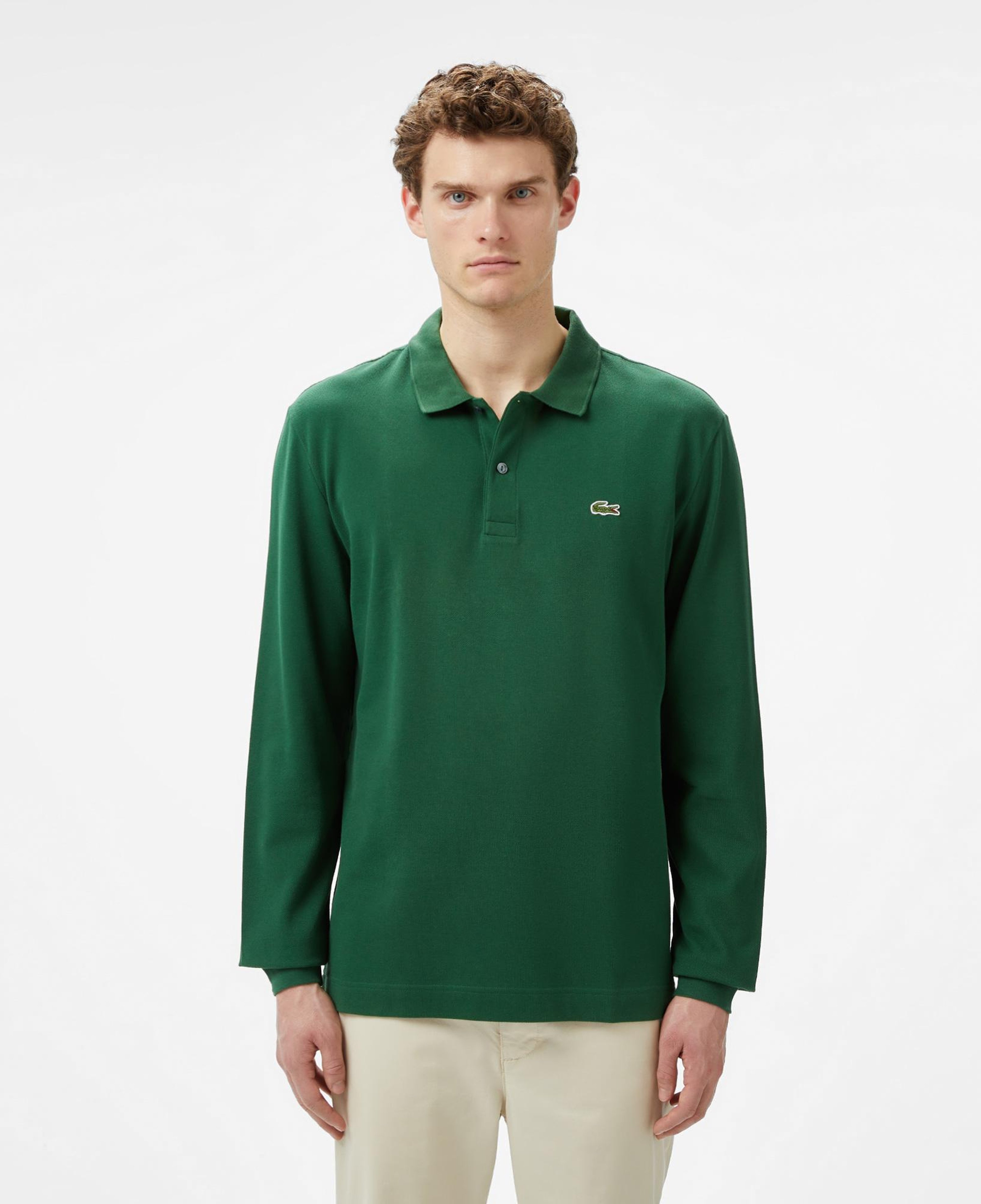 L.12.12 Erkek Slim Fit Uzun Kollu Yeşil Polo