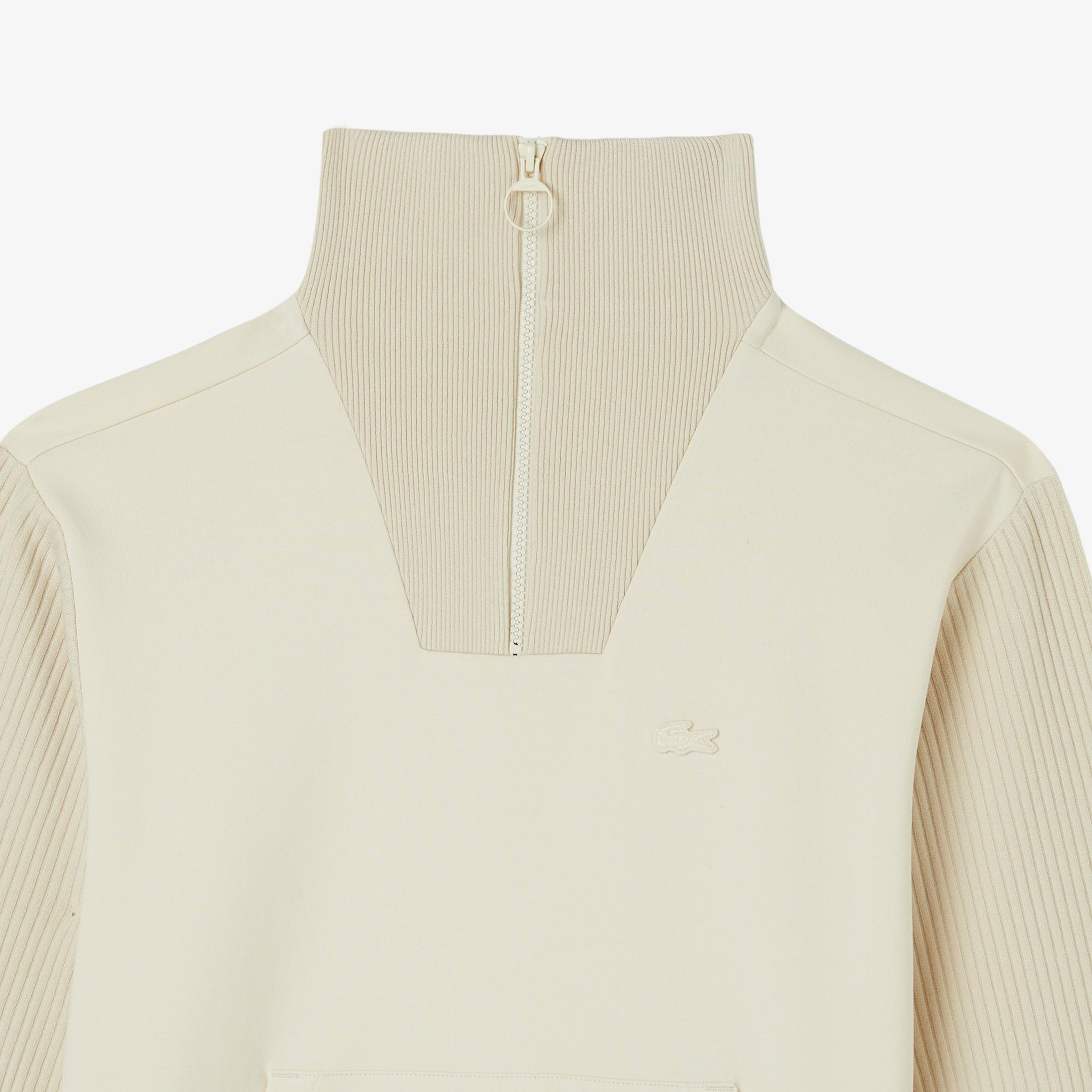 Kadın Relaxed Fit Yarım Fermuarlı Krem Sweatshirt