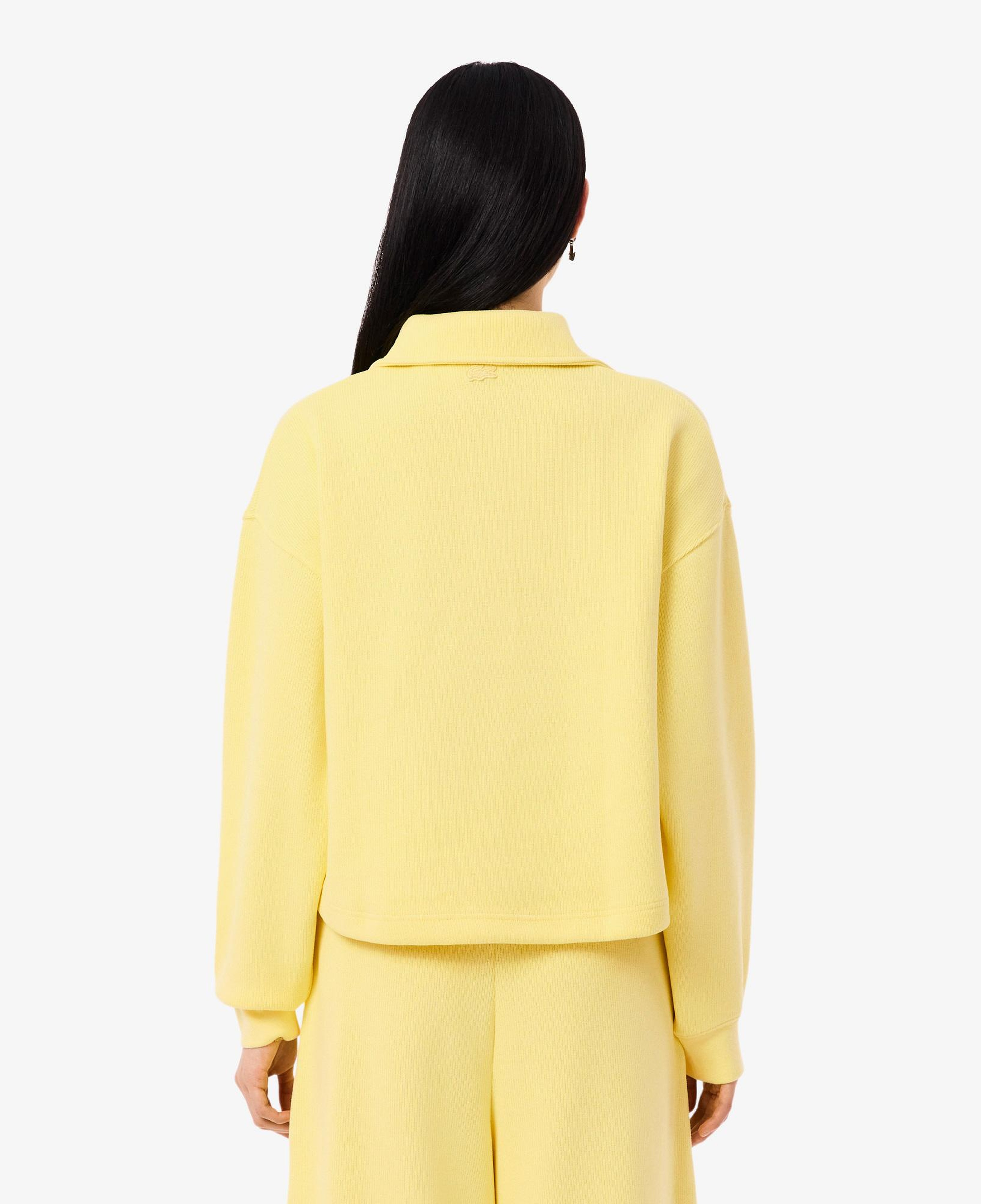 Kadın Oversize Fit Polo Yaka Sarı Sweatshirt