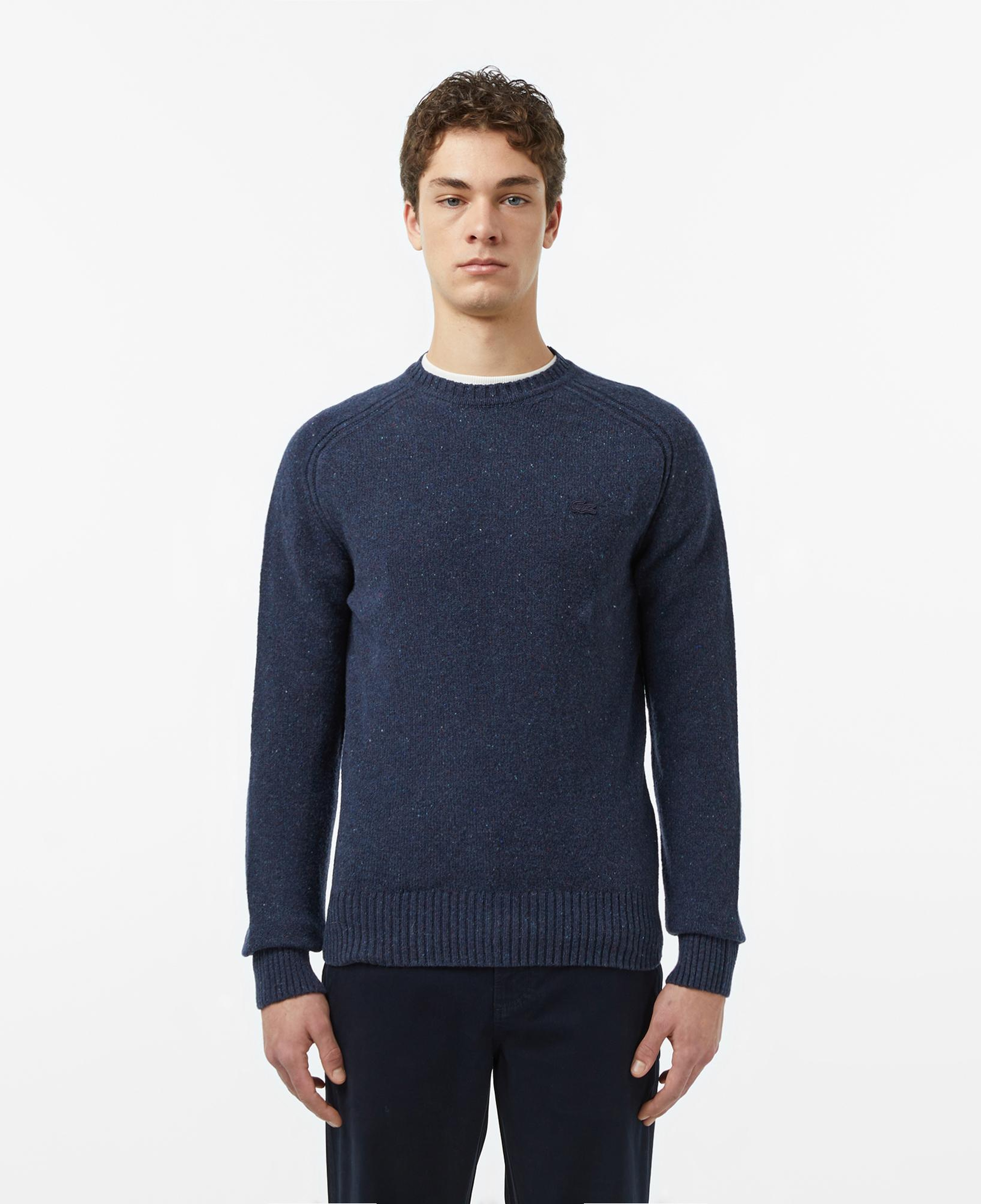 Erkek Classic Fit Bisiklet Yaka Yün Lacivert Kazak