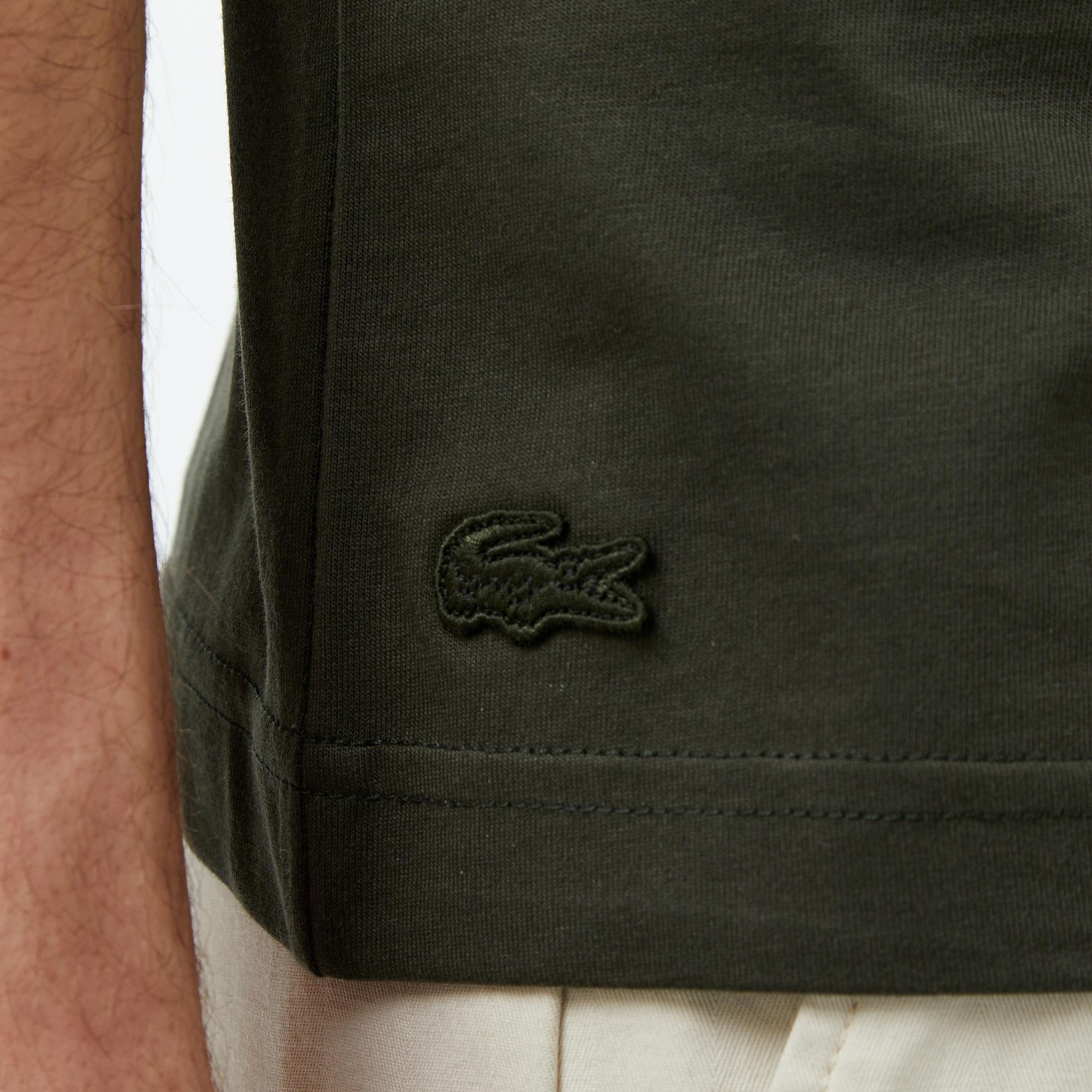 Erkek Regular Fit Bisiklet Yaka Baskılı Haki T-Shirt