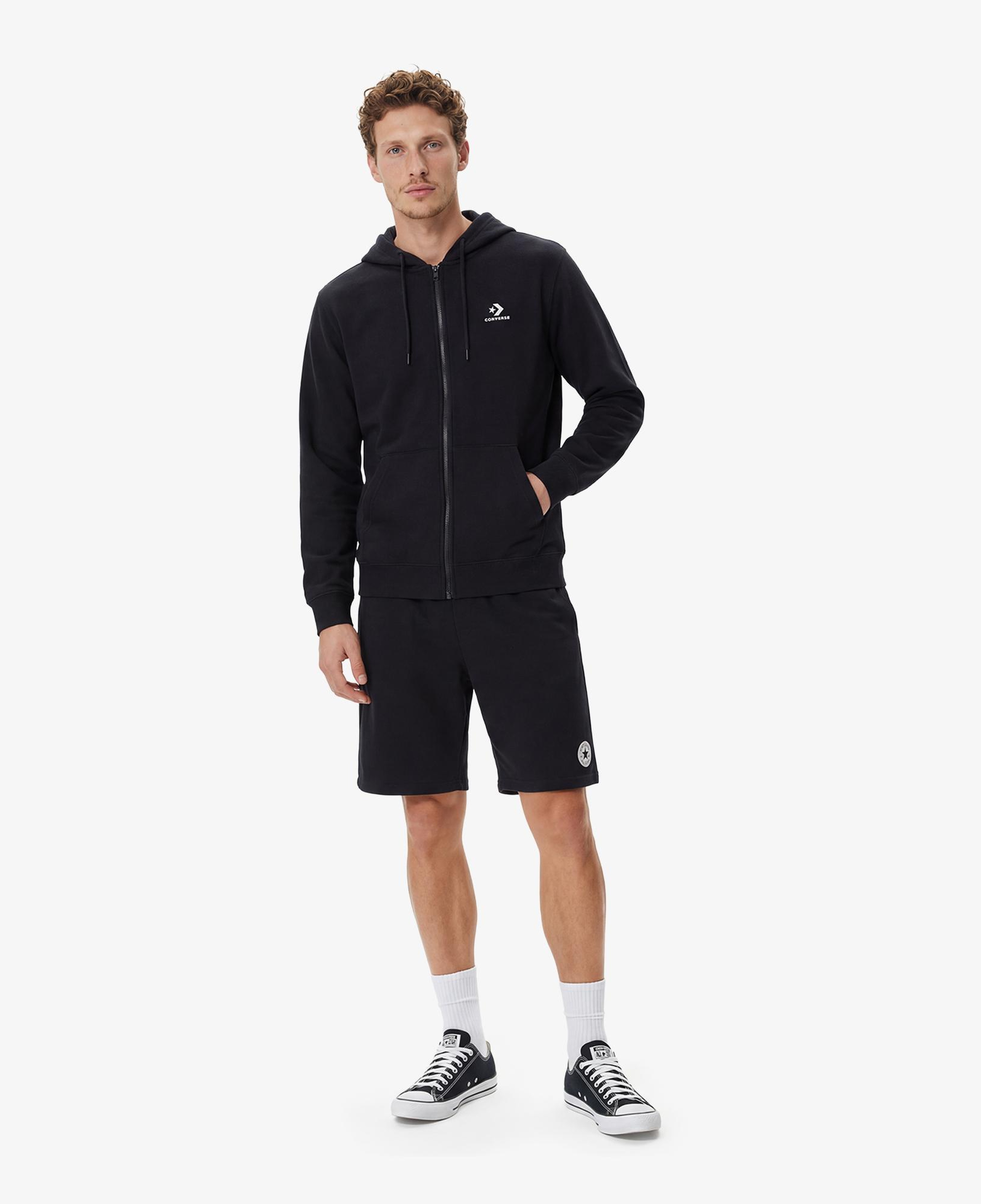 Converse Unisex Siyah Fermuarlı Hoodie