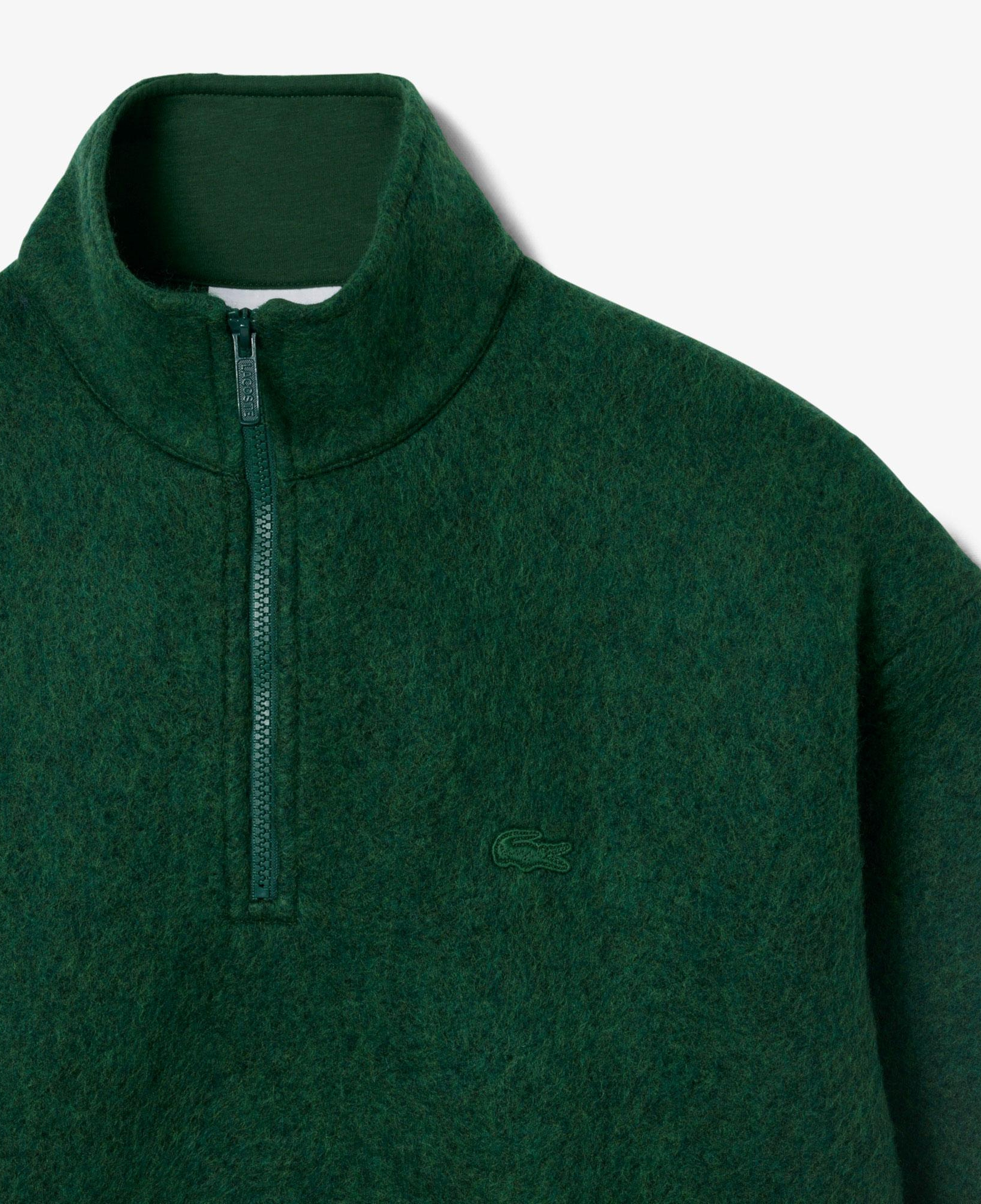 Erkek Loose Fit Yarım Fermuarlı Yeşil Sweatshirt