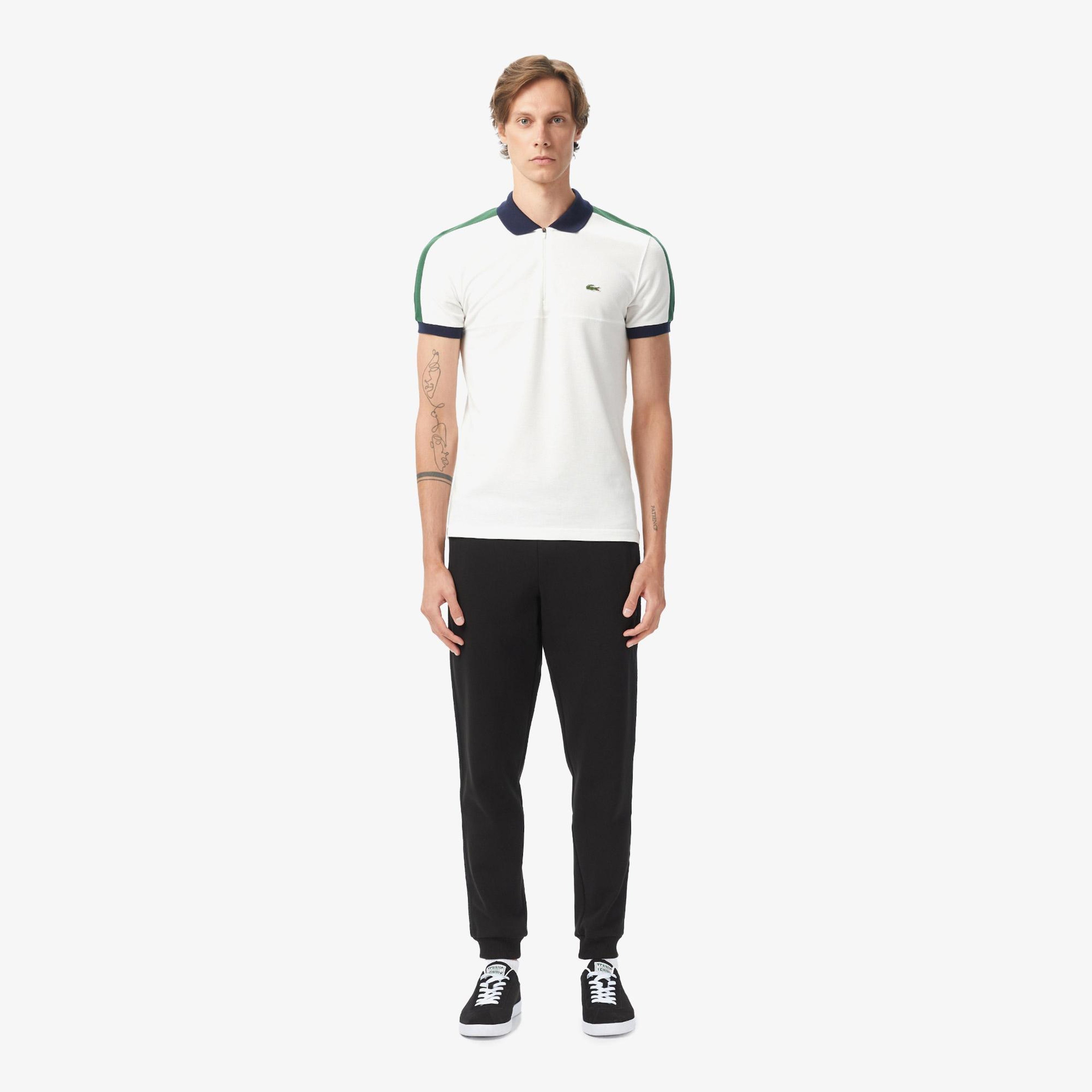 Erkek Regular Fit Renk Bloklu Beyaz Polo