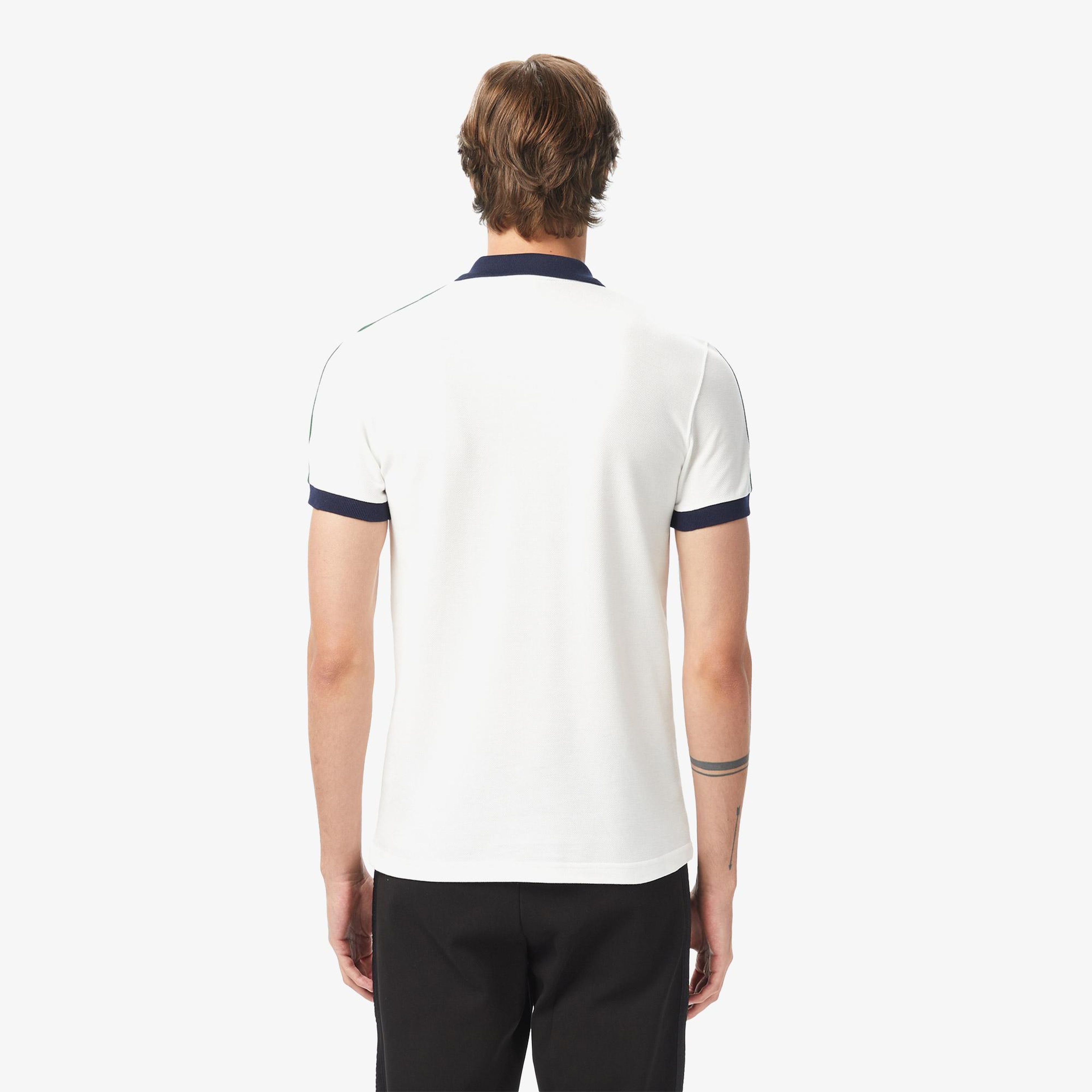 Erkek Regular Fit Renk Bloklu Beyaz Polo