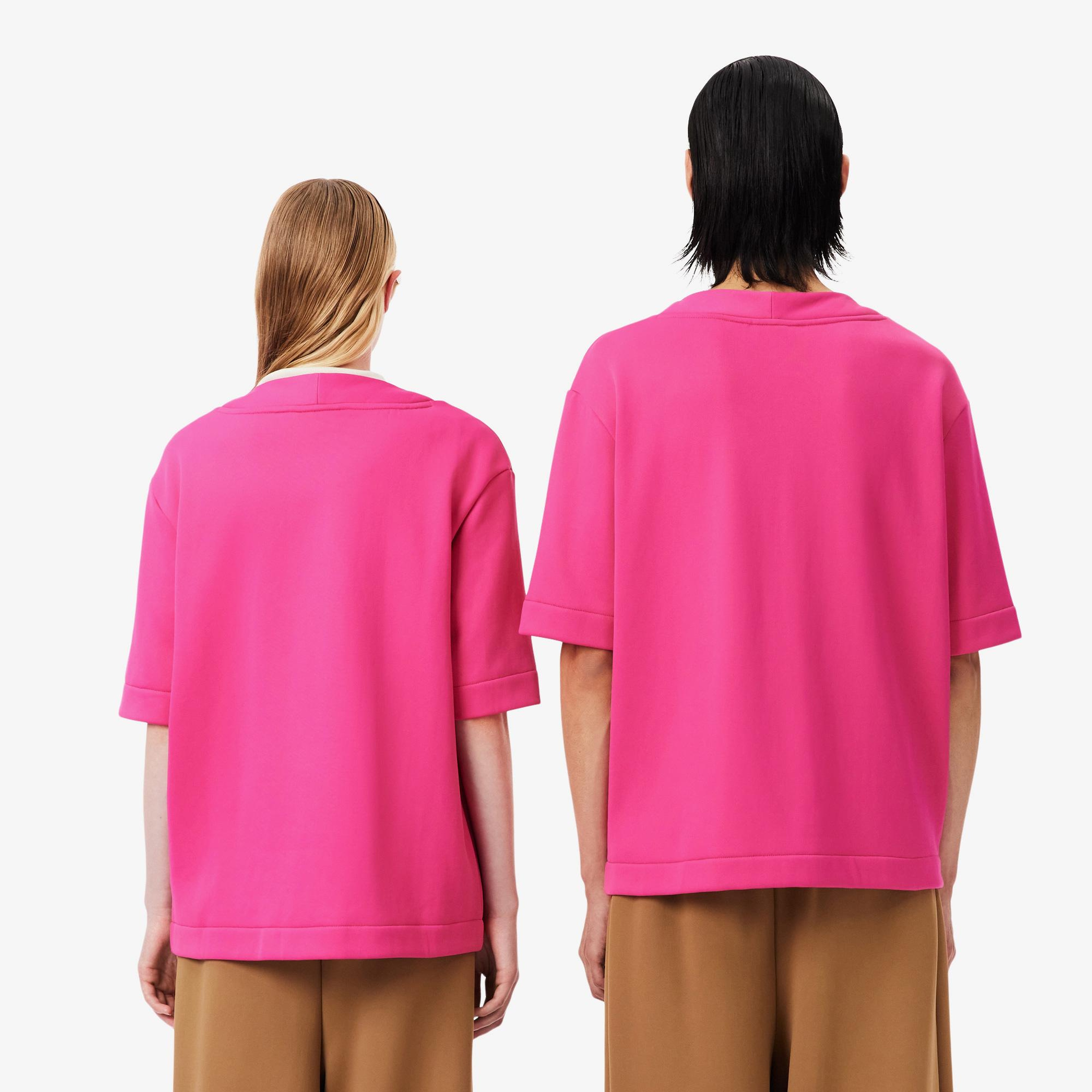 FW25 RUNWAY Unisex Relaxed Fit Bisiklet Yaka Baskılı Pembe T-Shirt