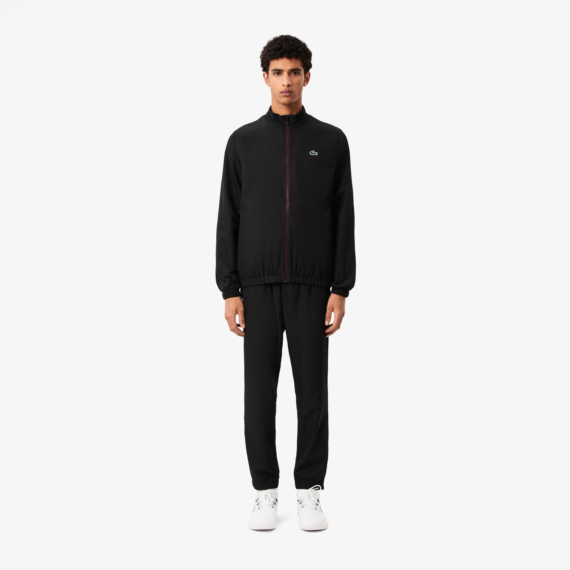 Lacoste Erkek Regular Fit Fermuarlı Yaka Baskılı Siyah Eşofman Takımı