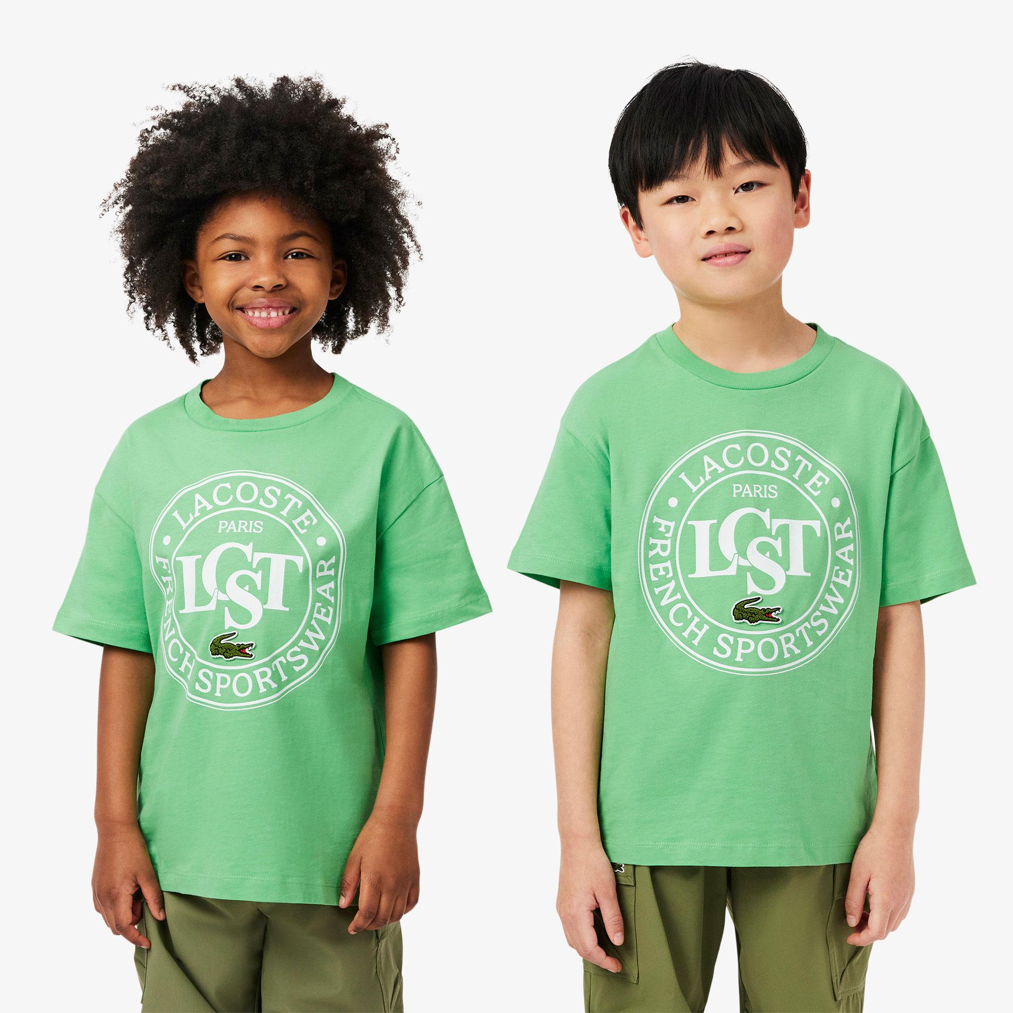 Çocuk Bisiklet Yaka Baskılı Yeşil T-shirt