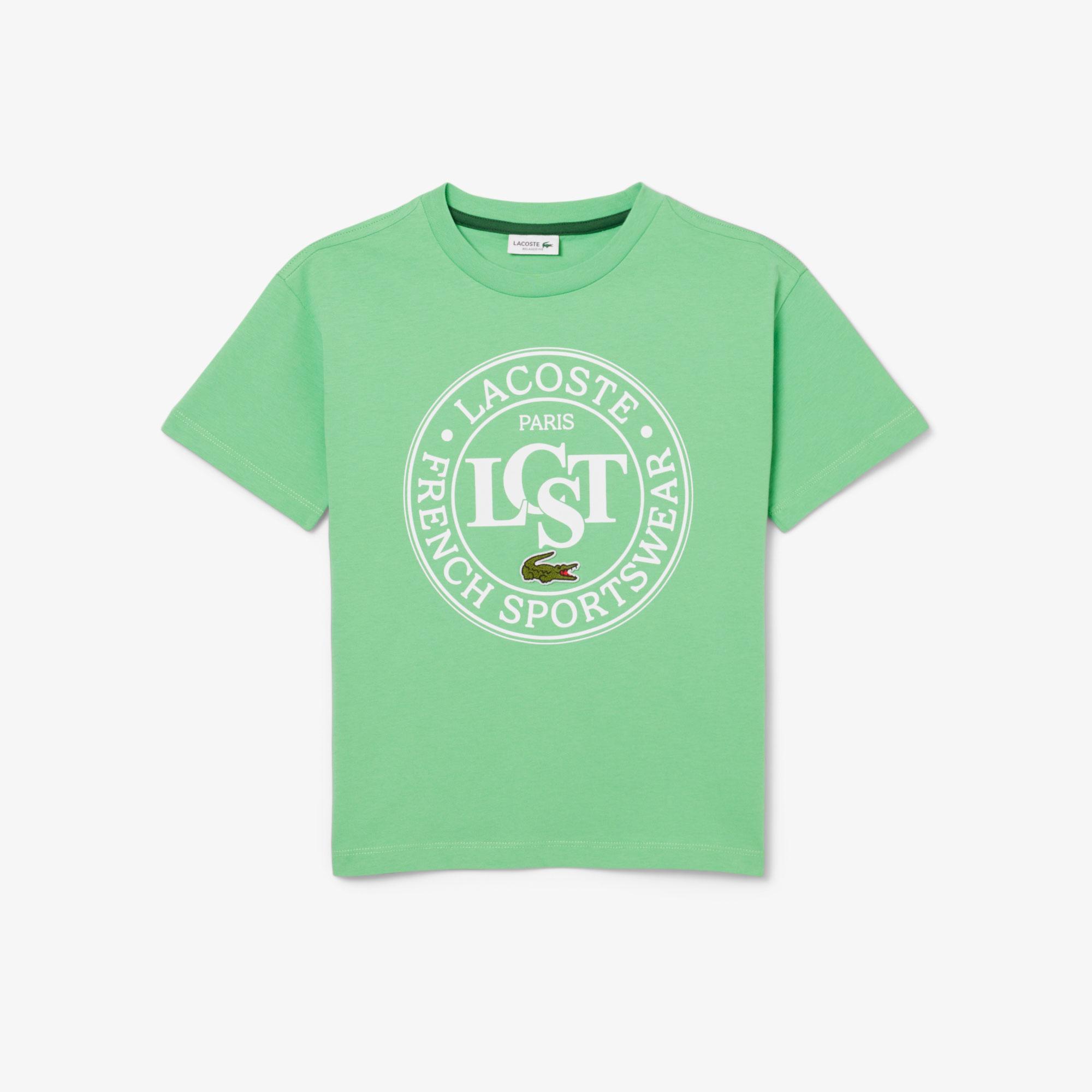 Çocuk Bisiklet Yaka Baskılı Yeşil T-shirt