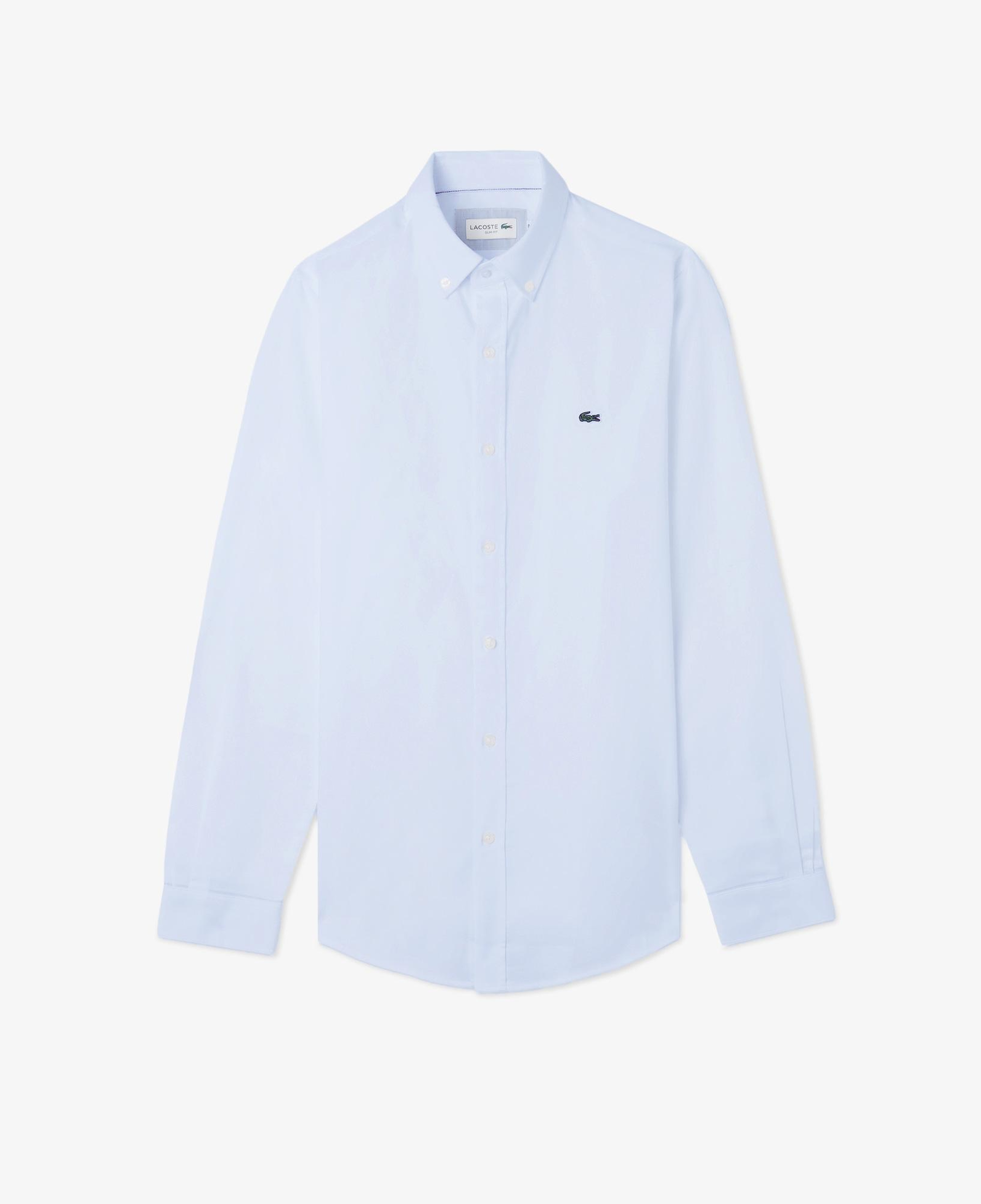 Erkek Slim Fit Düğmeli Yaka Açık Mavi Gömlek