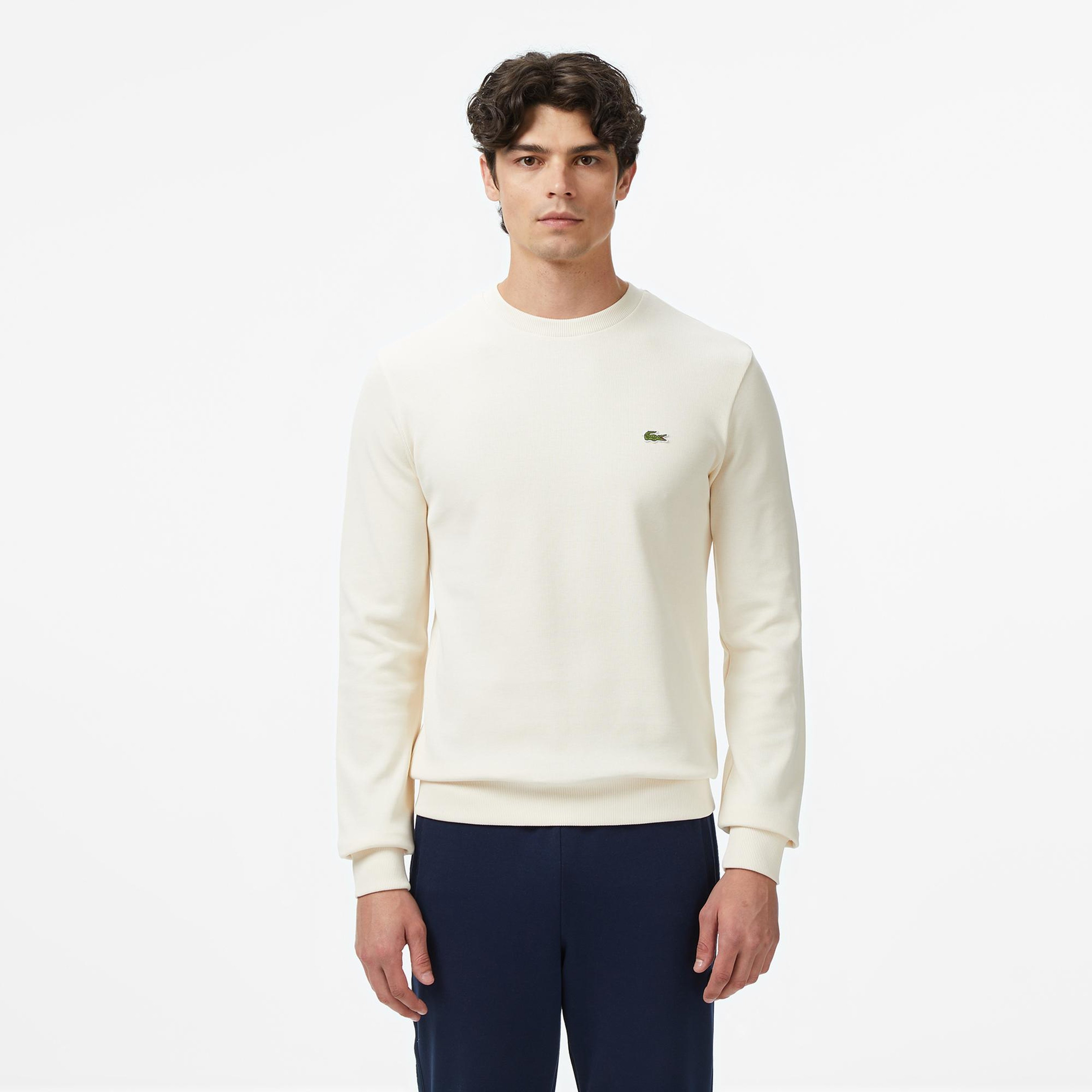 Erkek Classic Fit Uzun Kollu Bisiklet Yaka Krem T-Shirt