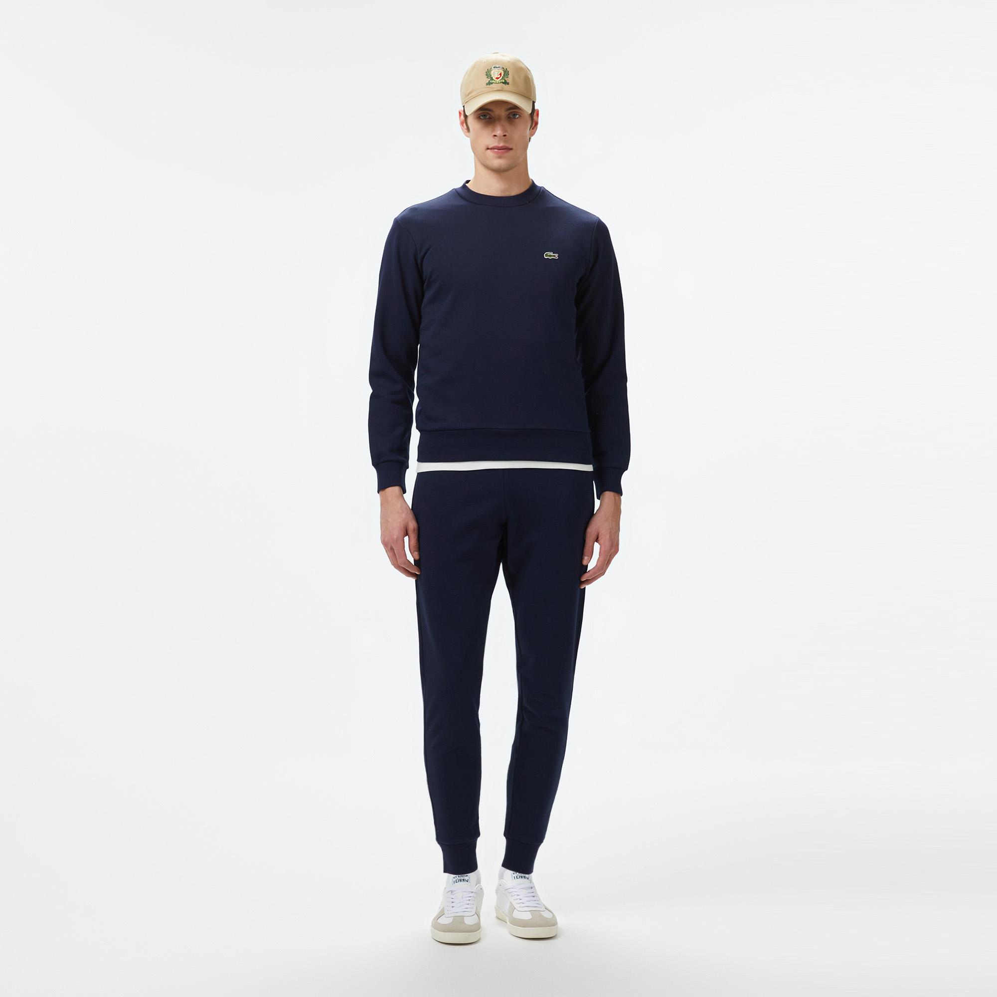Erkek Classic Fit Bisiklet Yaka Organik Pamuk Lacivert Sweatshirt