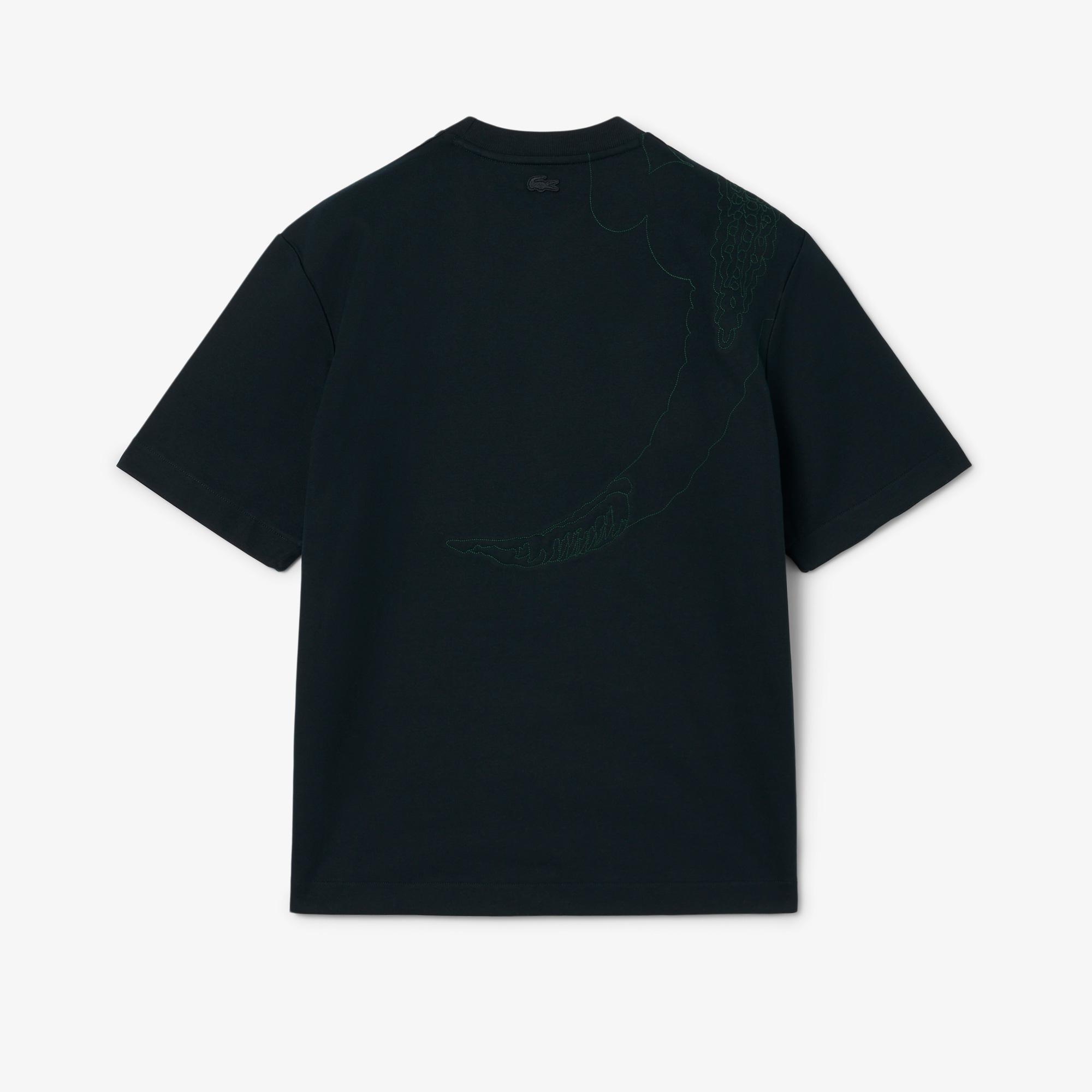 FW25 RUNWAY Erkek Relaxed Fit Bisiklet Yaka Baskılı Koyu Yeşil T-Shirt