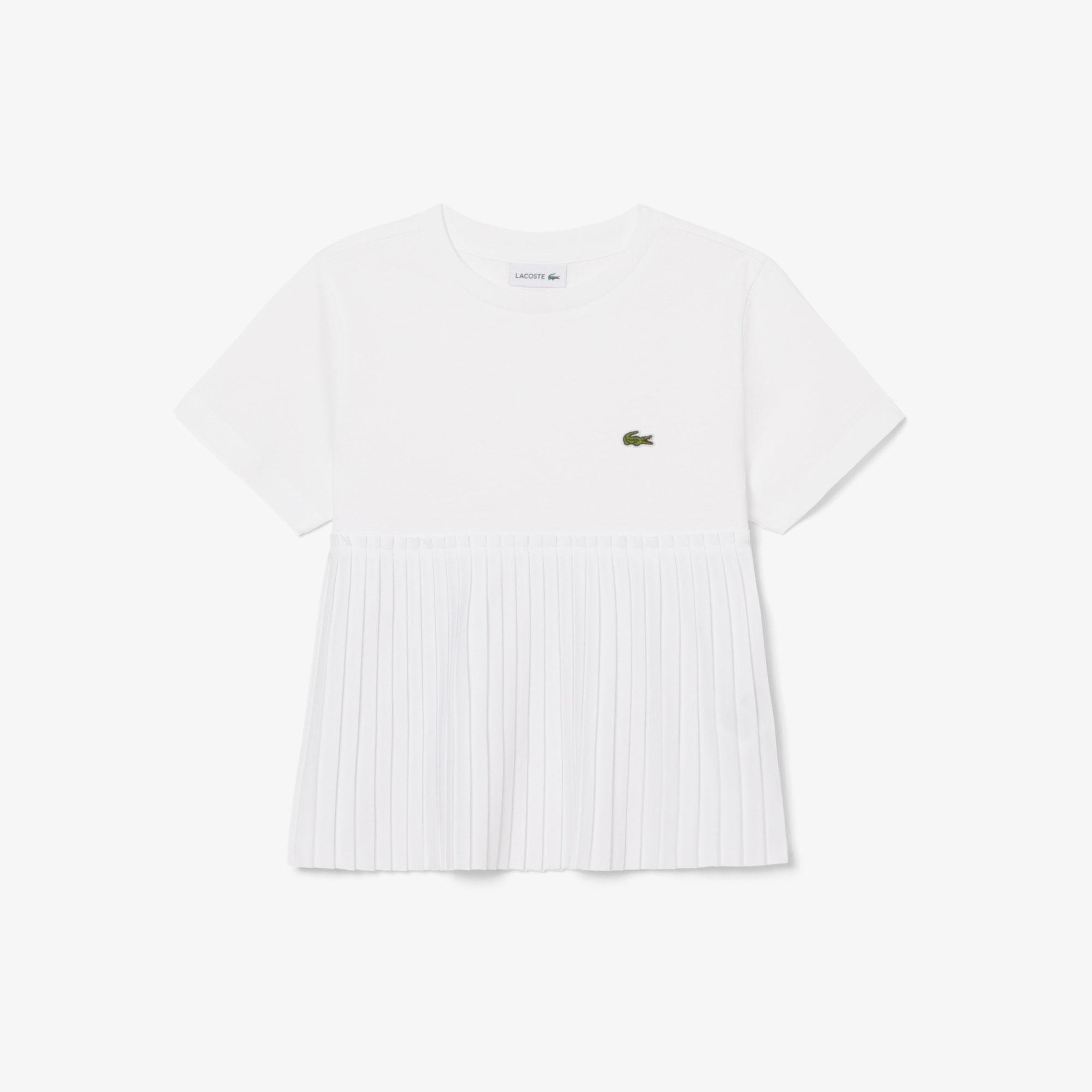 Lacoste Kız Çocuk Bisiklet Yaka Beyaz T-Shirt
