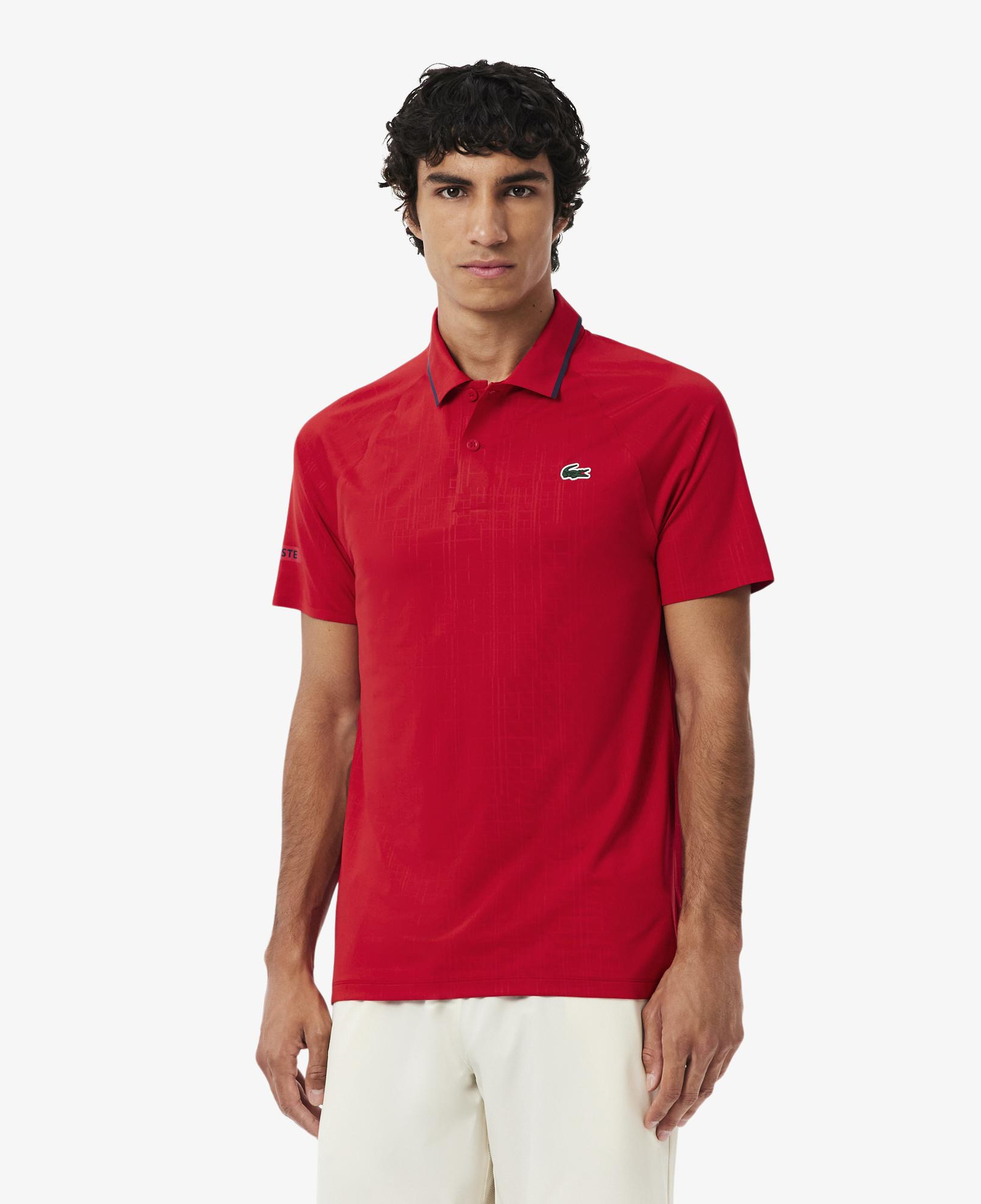 Tennis x Novak Djokovic Erkek Slim Fit Desenli Kırmızı Polo