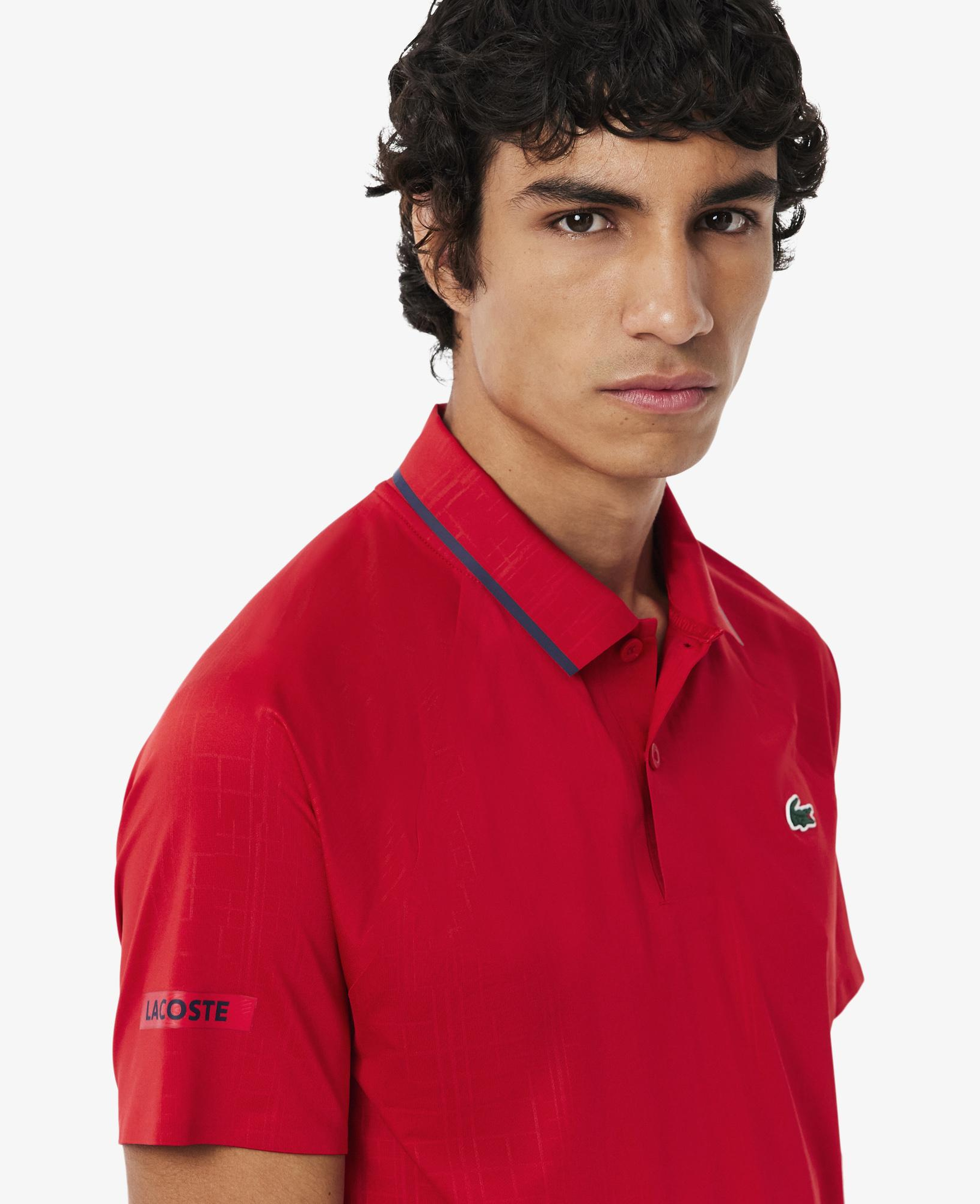 Tennis x Novak Djokovic Erkek Slim Fit Desenli Kırmızı Polo