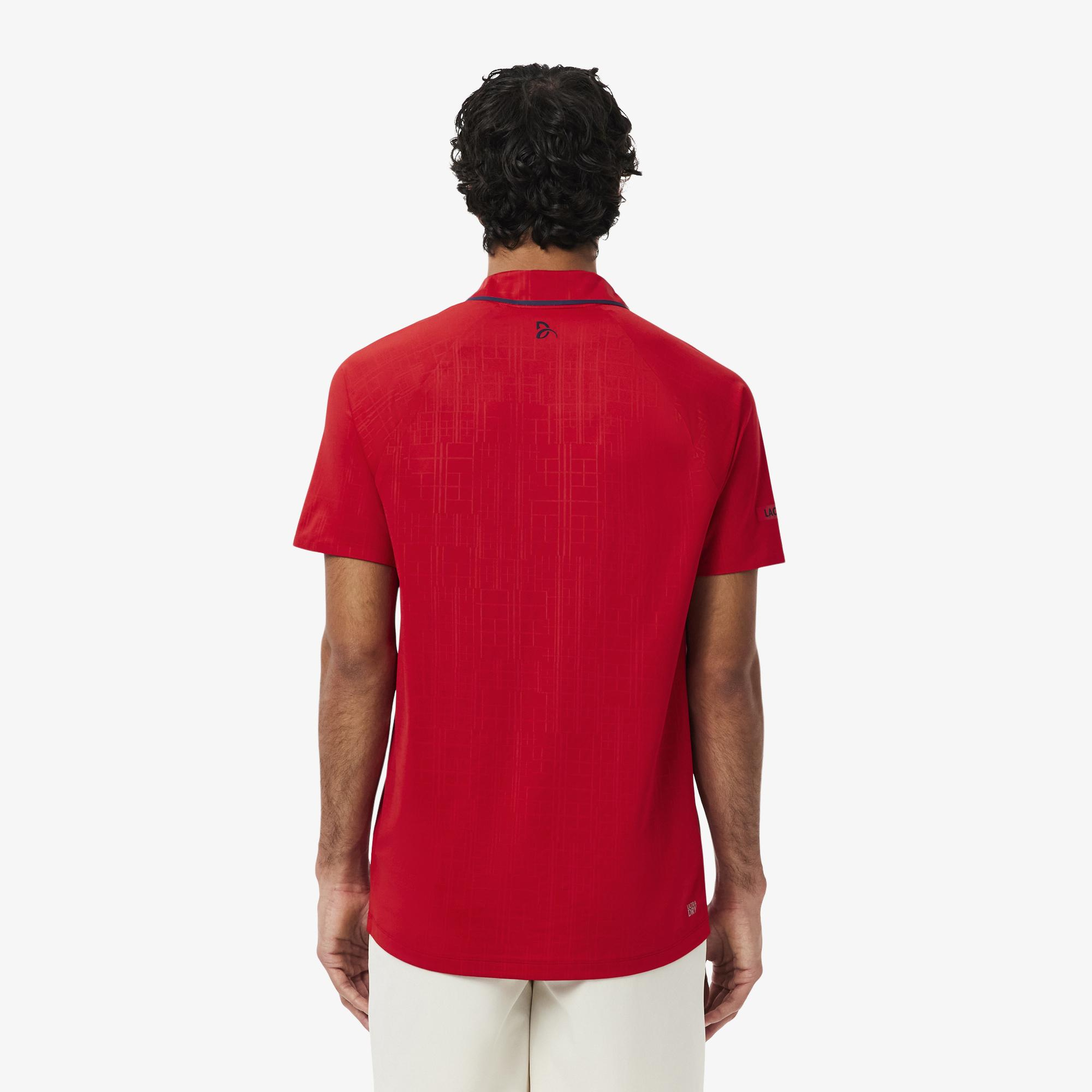 Tennis x Novak Djokovic Erkek Slim Fit Desenli Kırmızı Polo