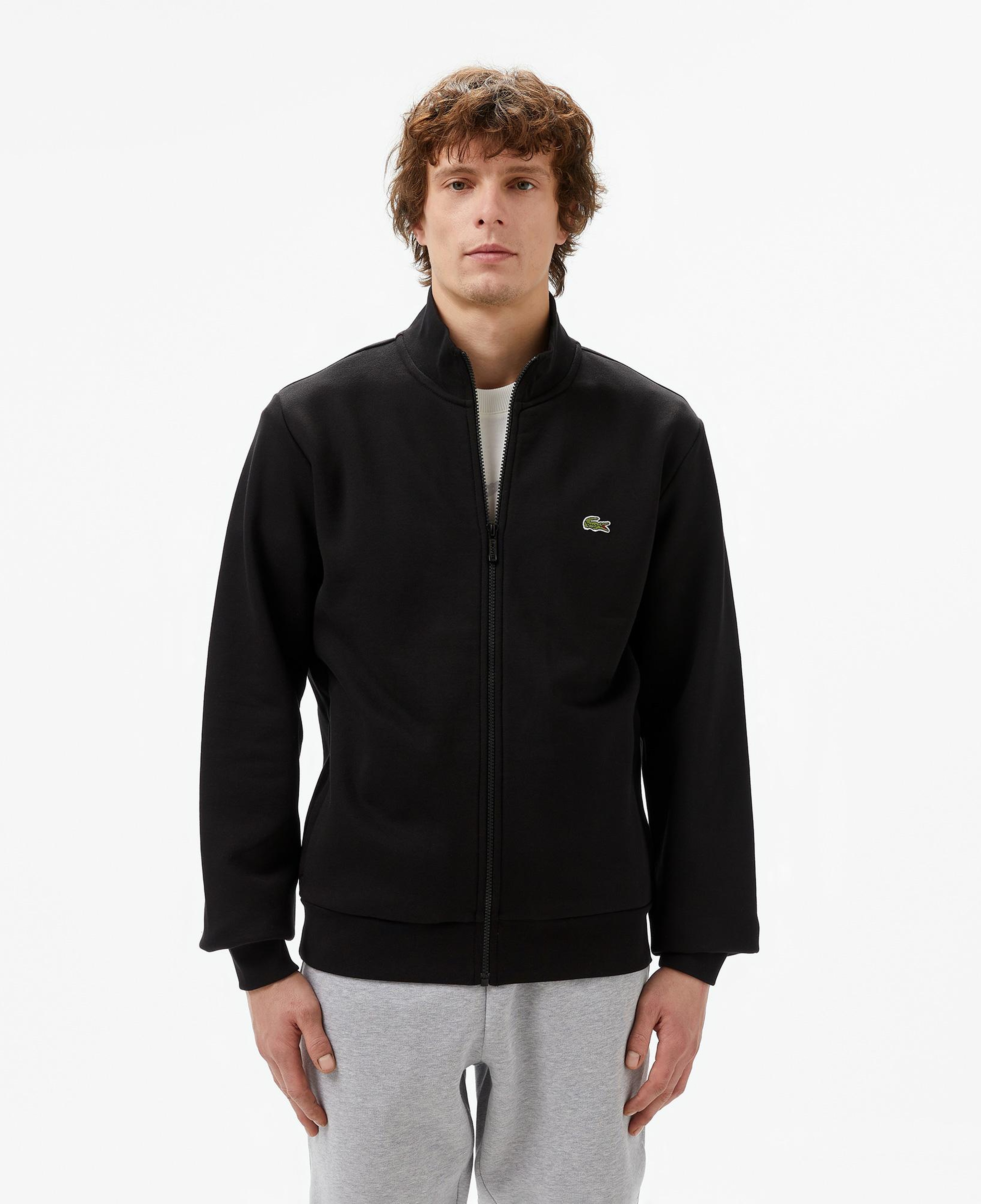 Erkek Regular Fit Fermuarlı Siyah Sweatshirt