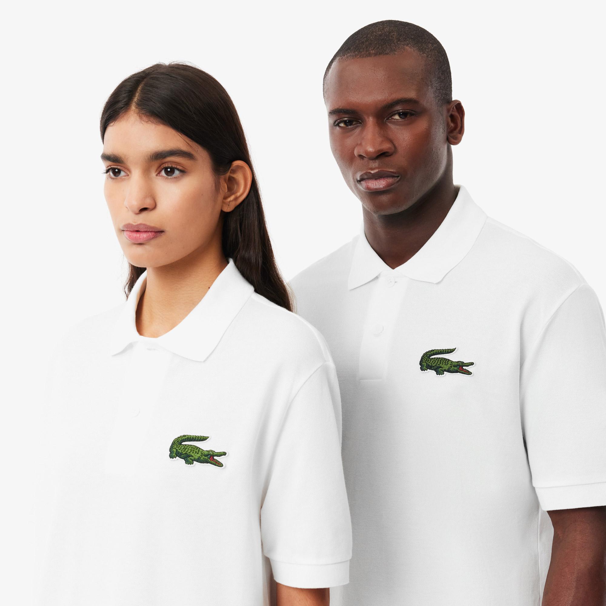 Unisex Loose Fit Beyaz Polo