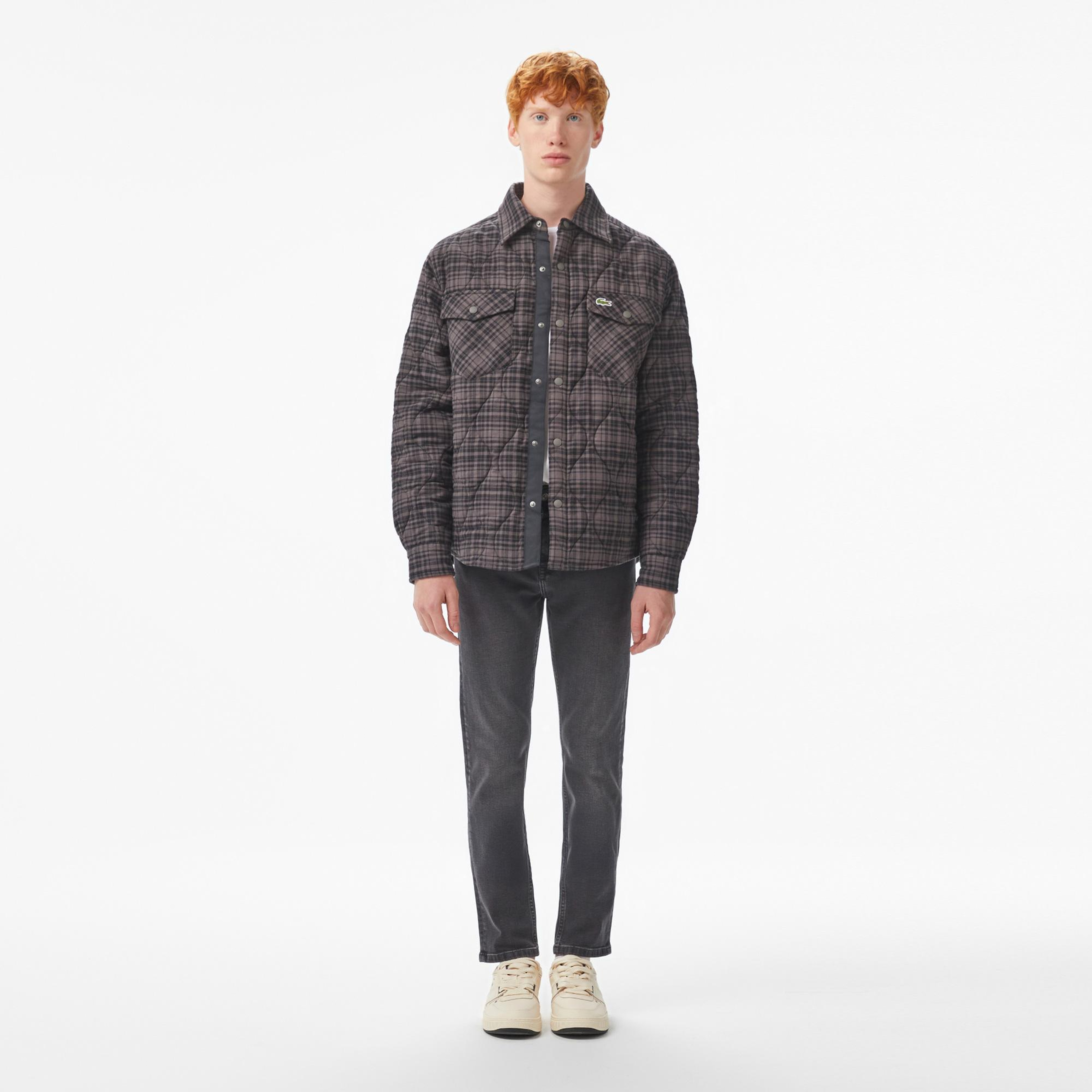 Erkek Relaxed Fit Kareli Siyah Dış Gömlek