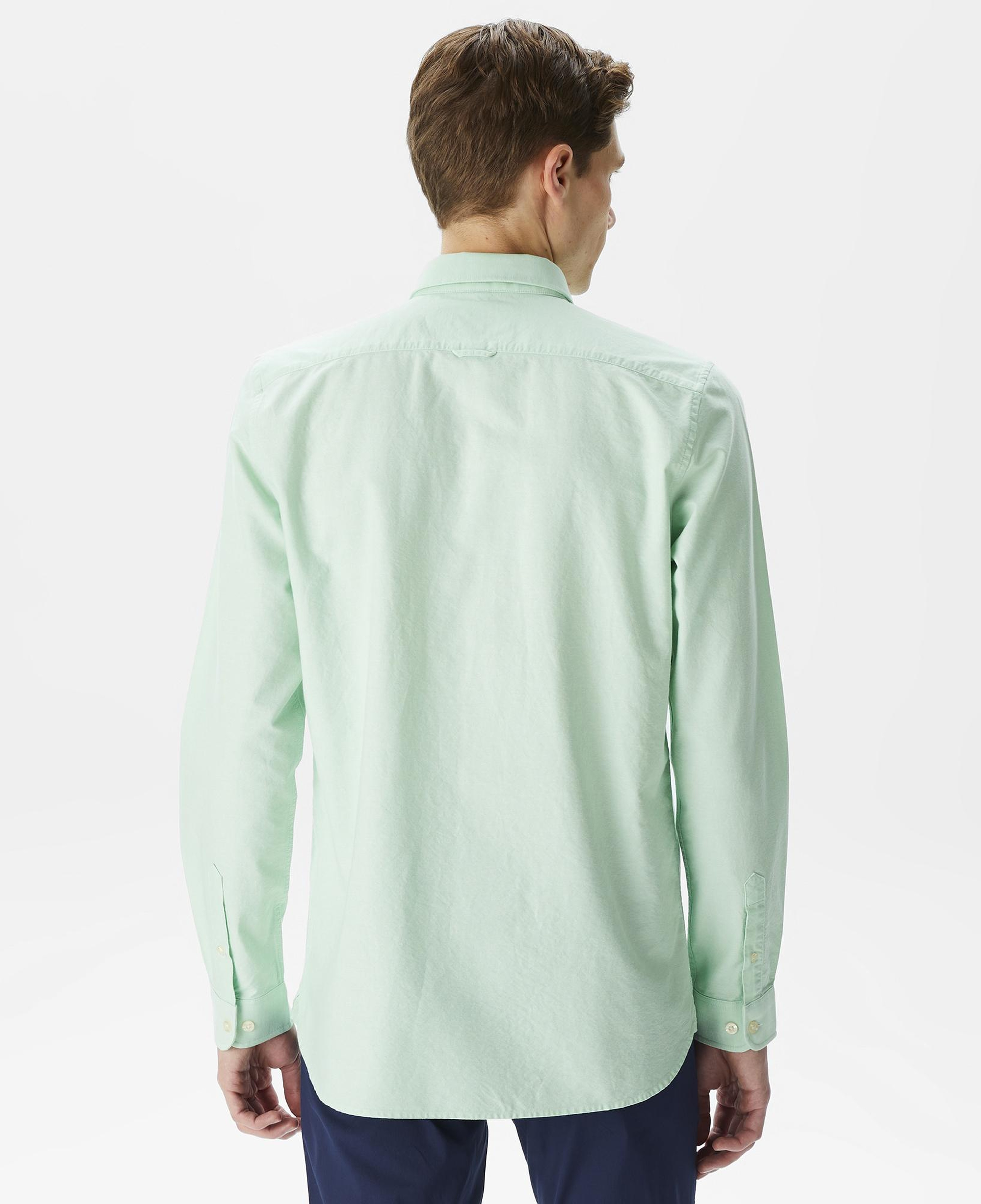 Erkek Slim Fit Düğmeli Yaka Açık Yeşil Gömlek