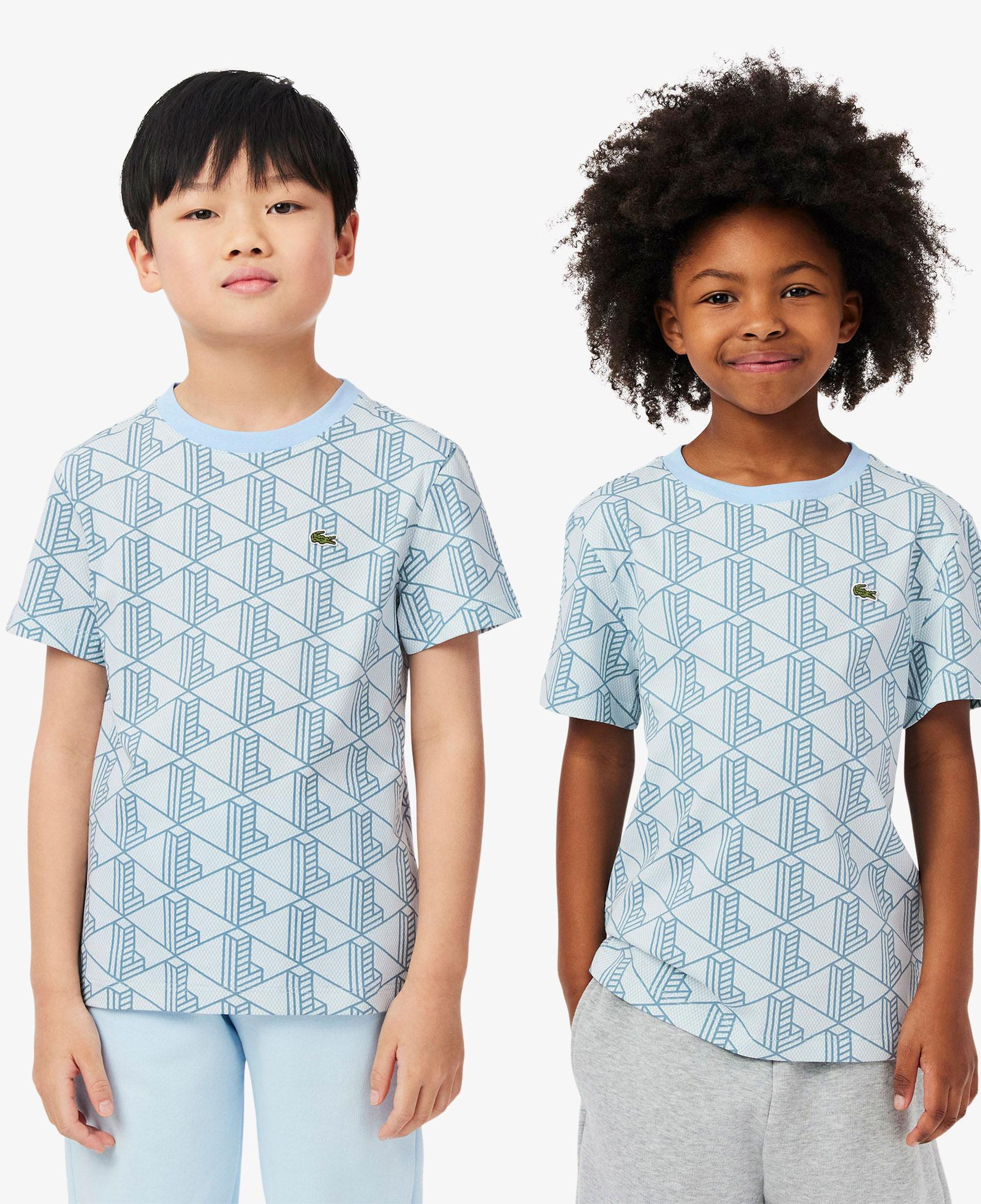 Çocuk Bisiklet Yaka Monogram Mavi T-Shirt