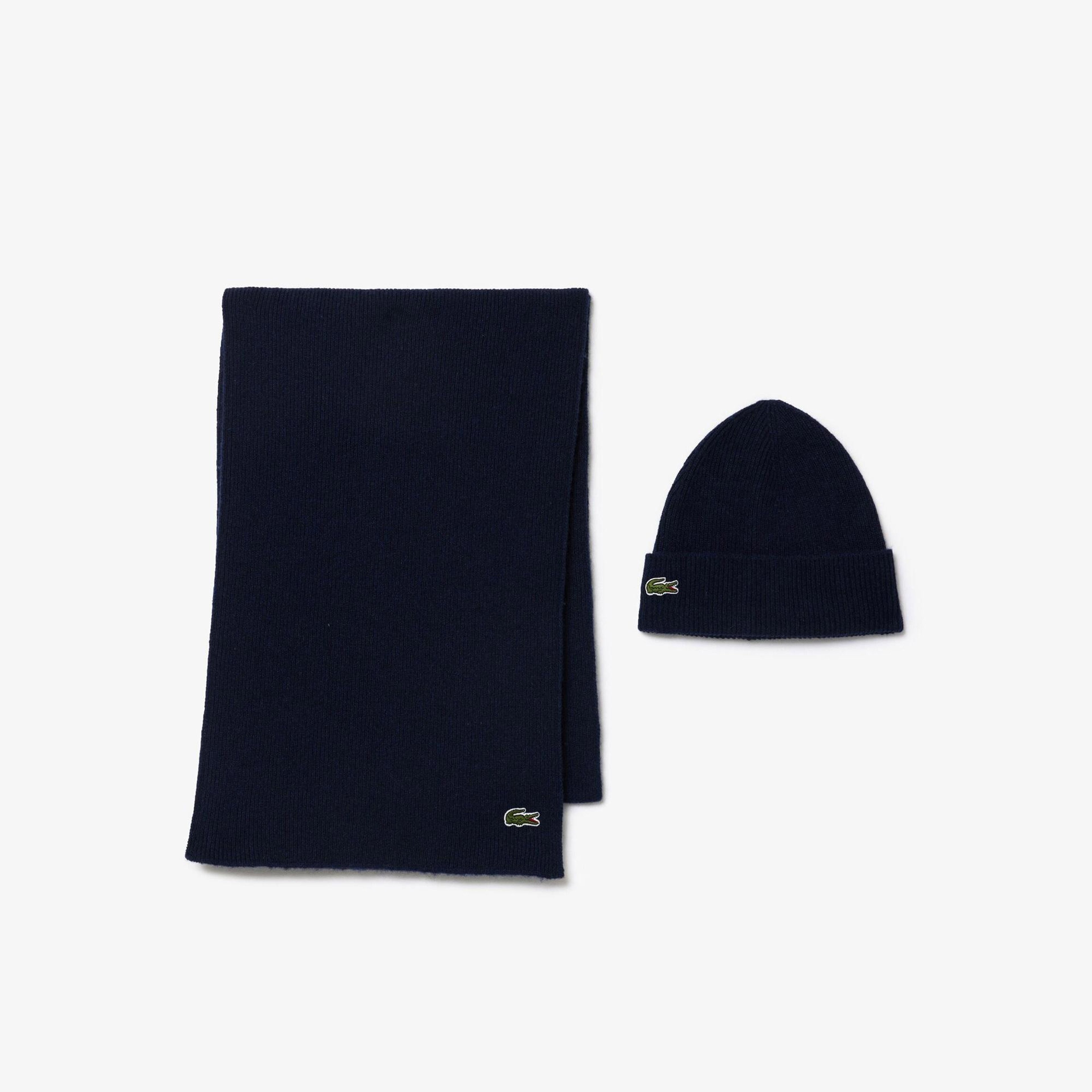 Lacoste Unisex Lacivert Atkı Bere Seti