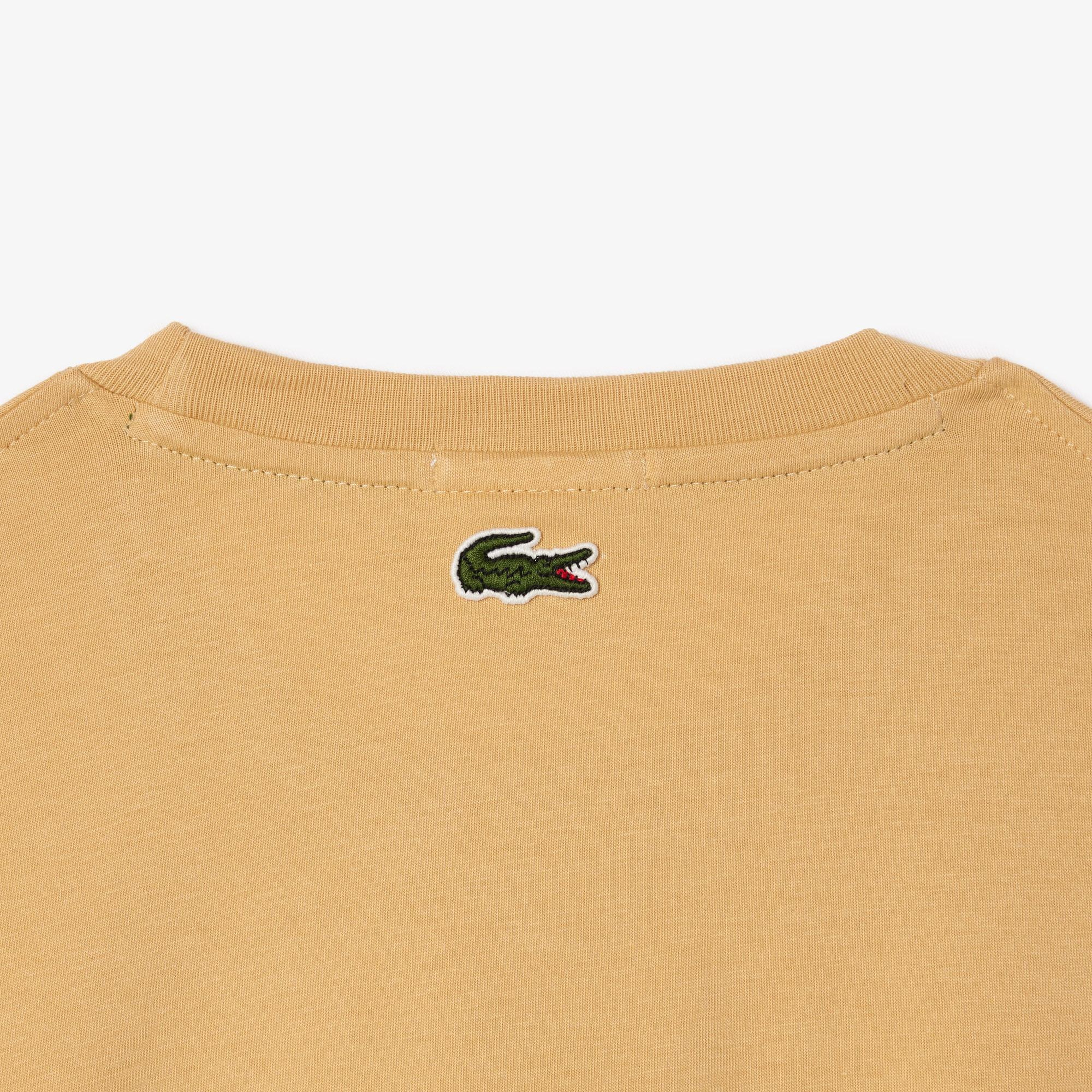 Unisex Regular Fit Bisiklet Yaka Bej T-Shirt