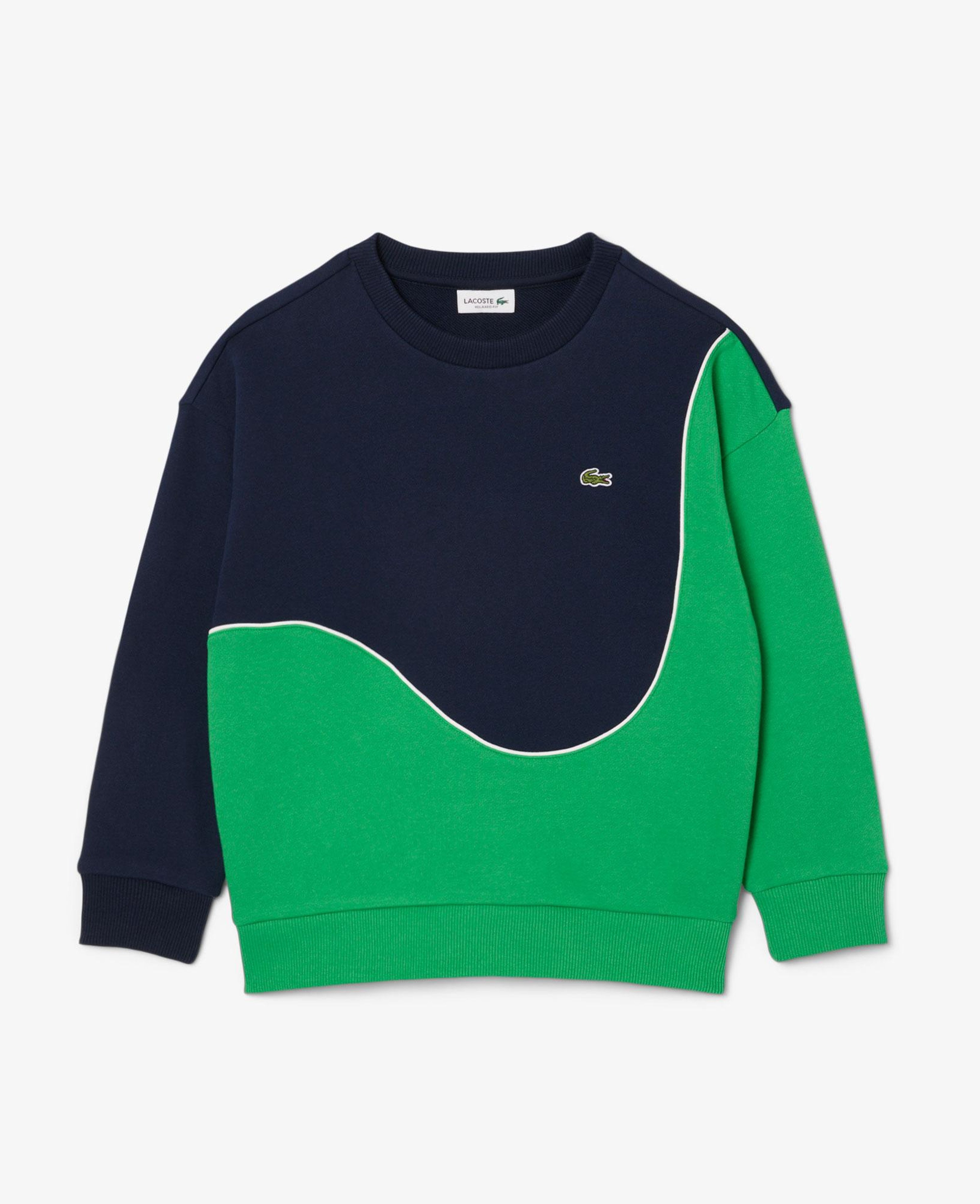 Çocuk Bisiklet Yaka Renk Bloklu Lacivert Sweatshirt