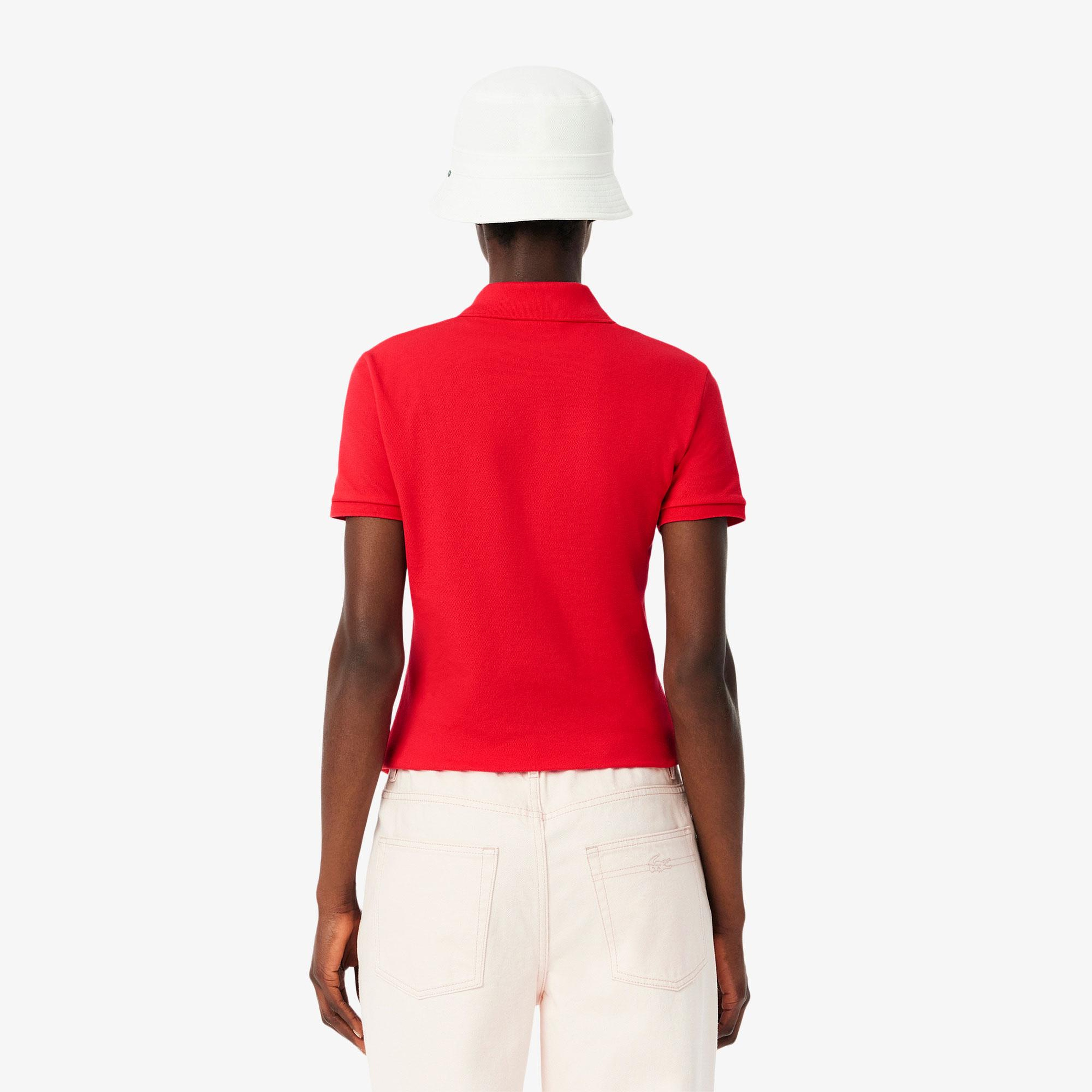 L.12.D Kadın Slim Fit Kırmızı Polo