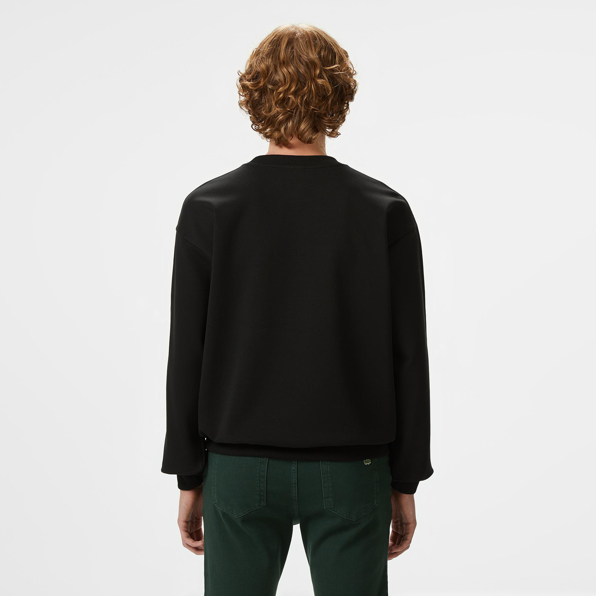 Erkek Relaxed Fit Bisiklet Yaka Siyah Sweatshirt