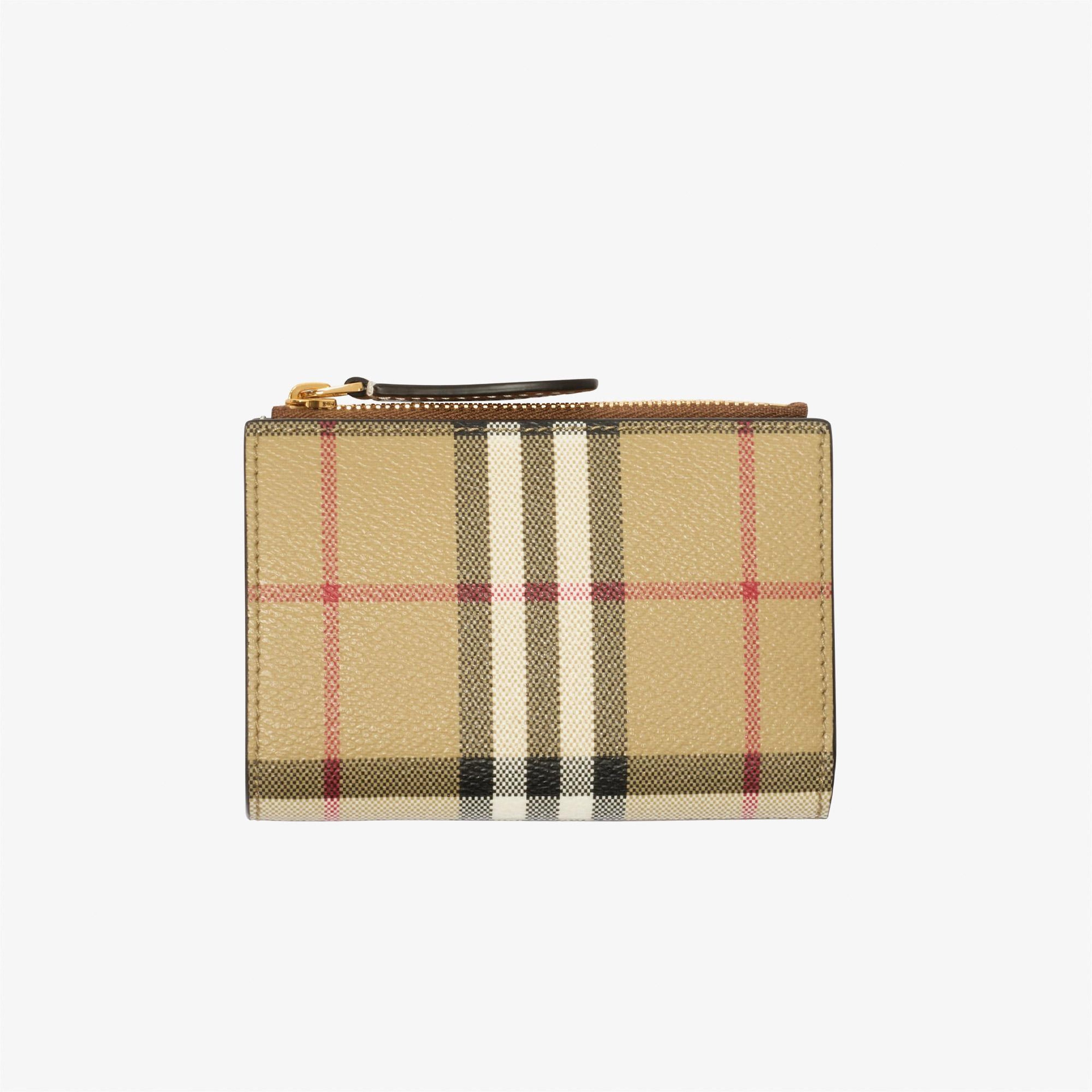 Burberry Small Check Bifold Kadın Bej Cüzdan