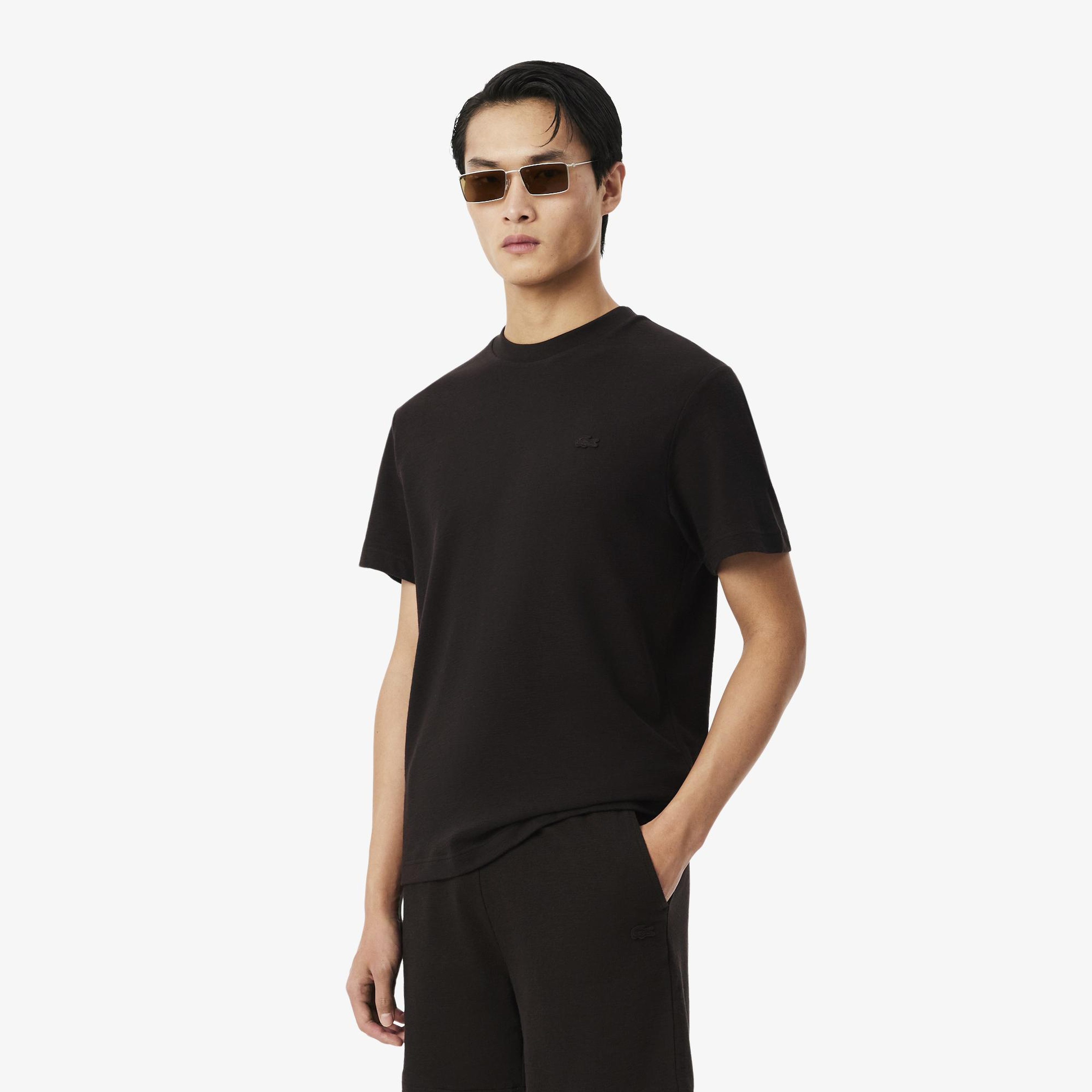 Erkek Classic Fit Bisiklet Yaka Kahverengi T-Shirt