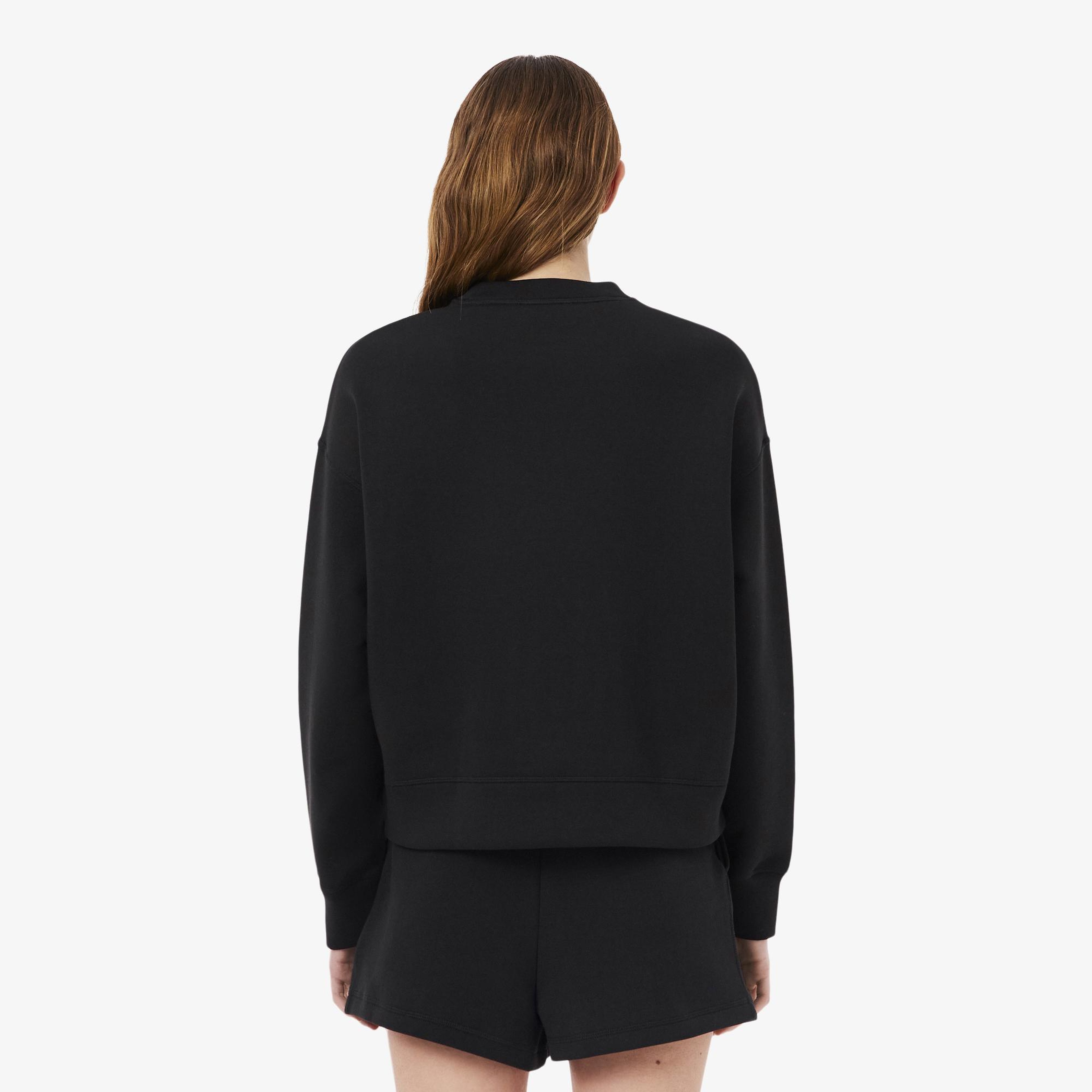 Lacoste Kadın Oversize Fit Bisiklet Yaka Siyah Sweatshirt