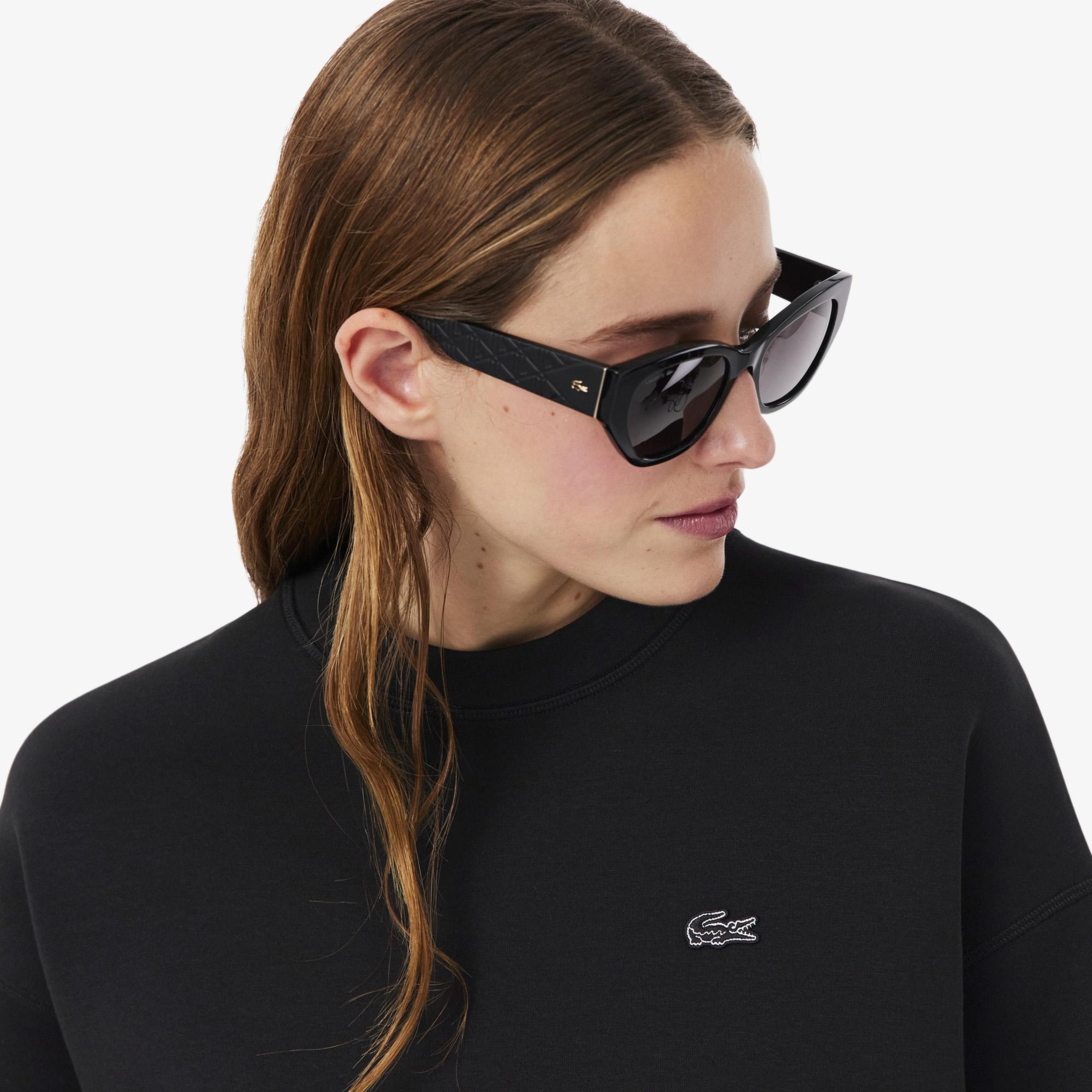 Lacoste Kadın Oversize Fit Bisiklet Yaka Siyah Sweatshirt