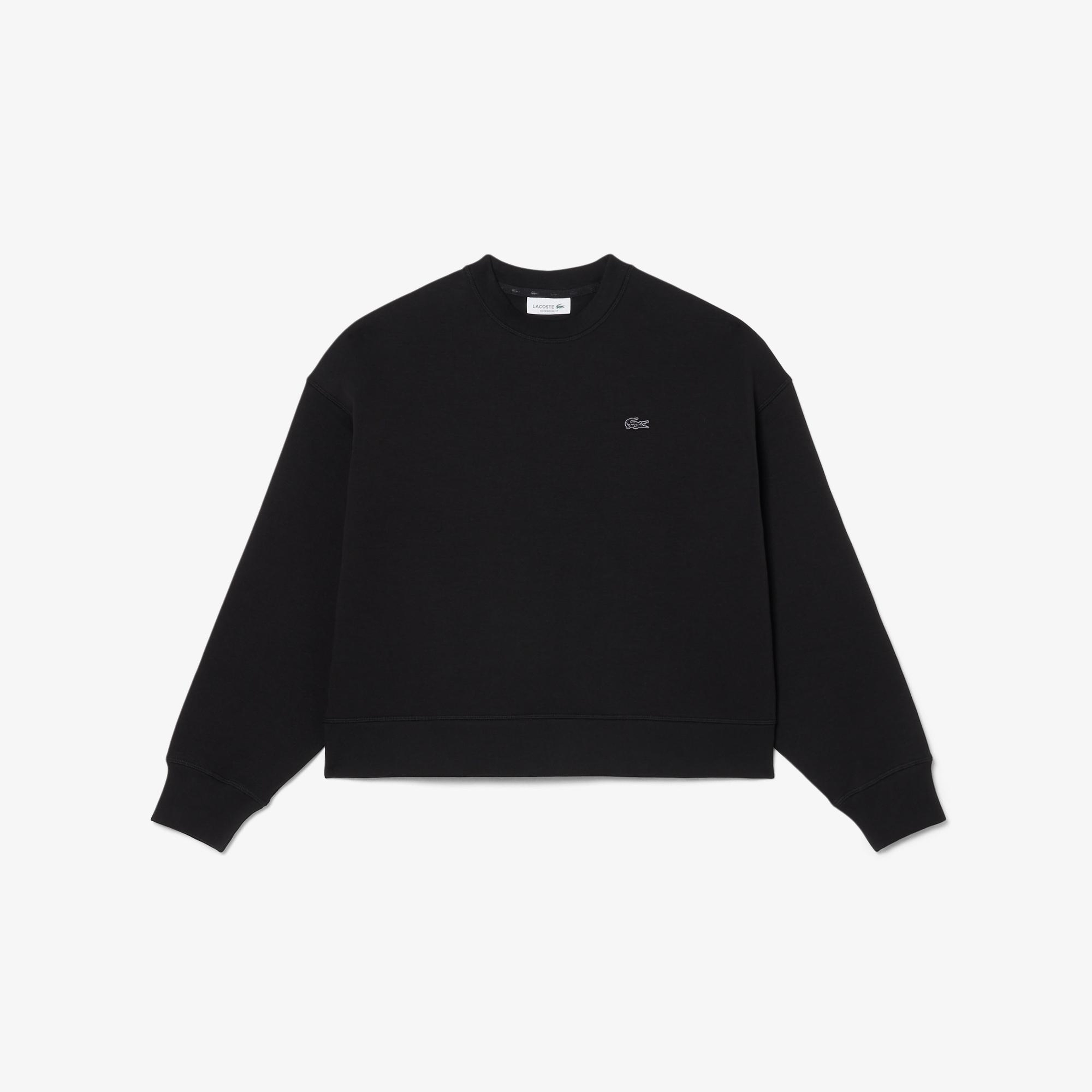 Lacoste Kadın Oversize Fit Bisiklet Yaka Siyah Sweatshirt