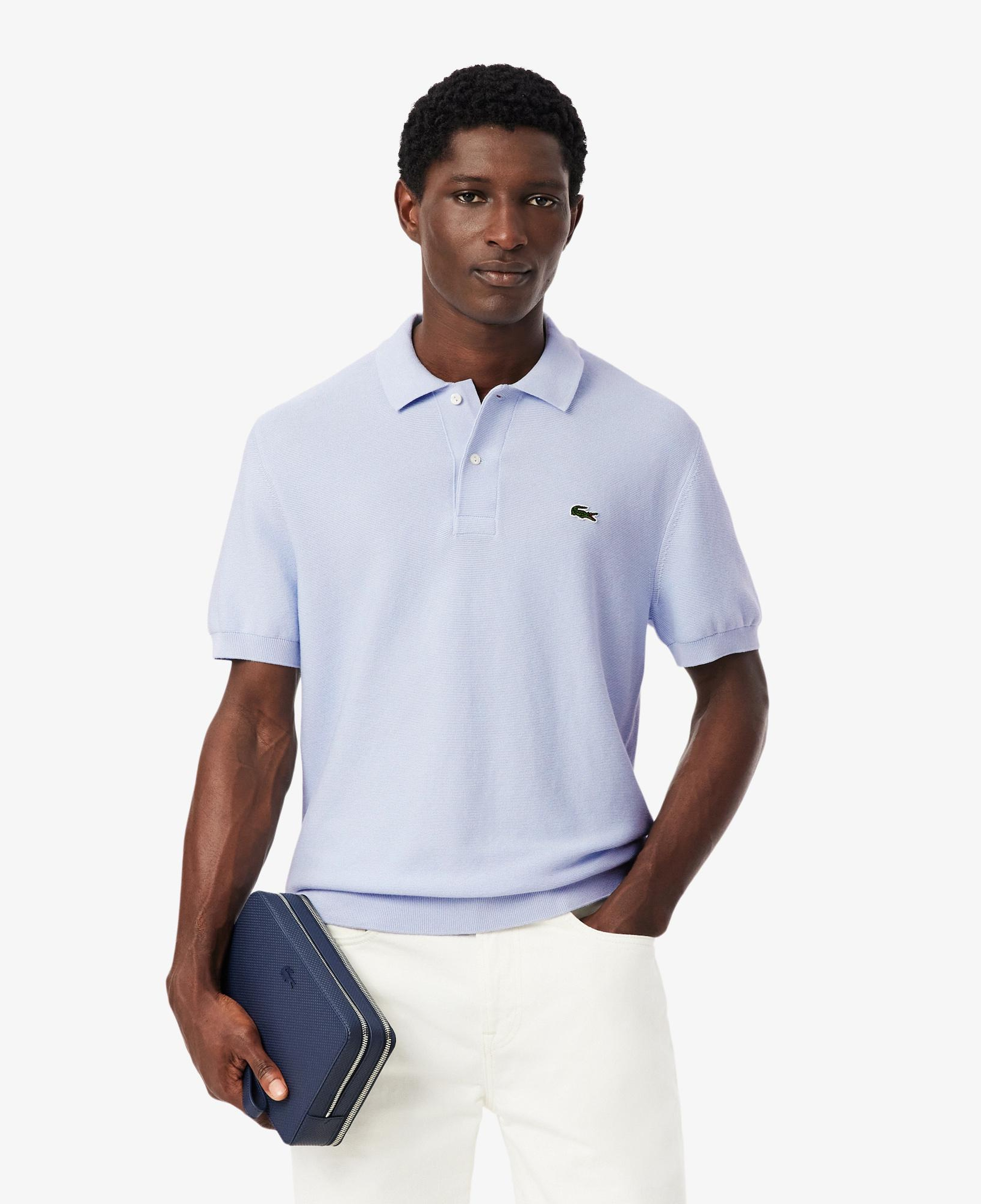 Erkek Classic Fit Kısa Kollu Polo Yaka Açık Mavi Triko