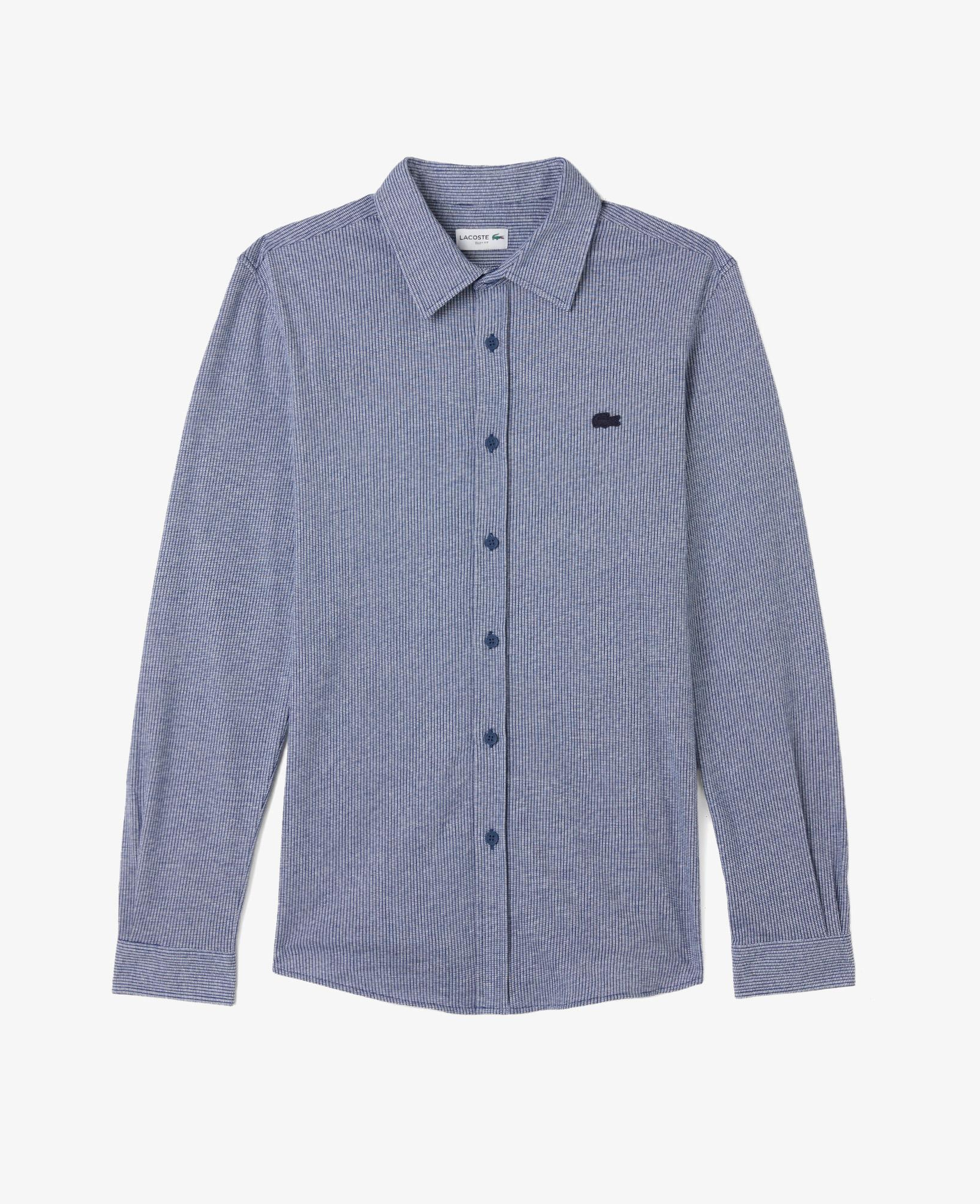 Erkek Slim Fit Düğmeli Yaka Koyu Mavi Gömlek