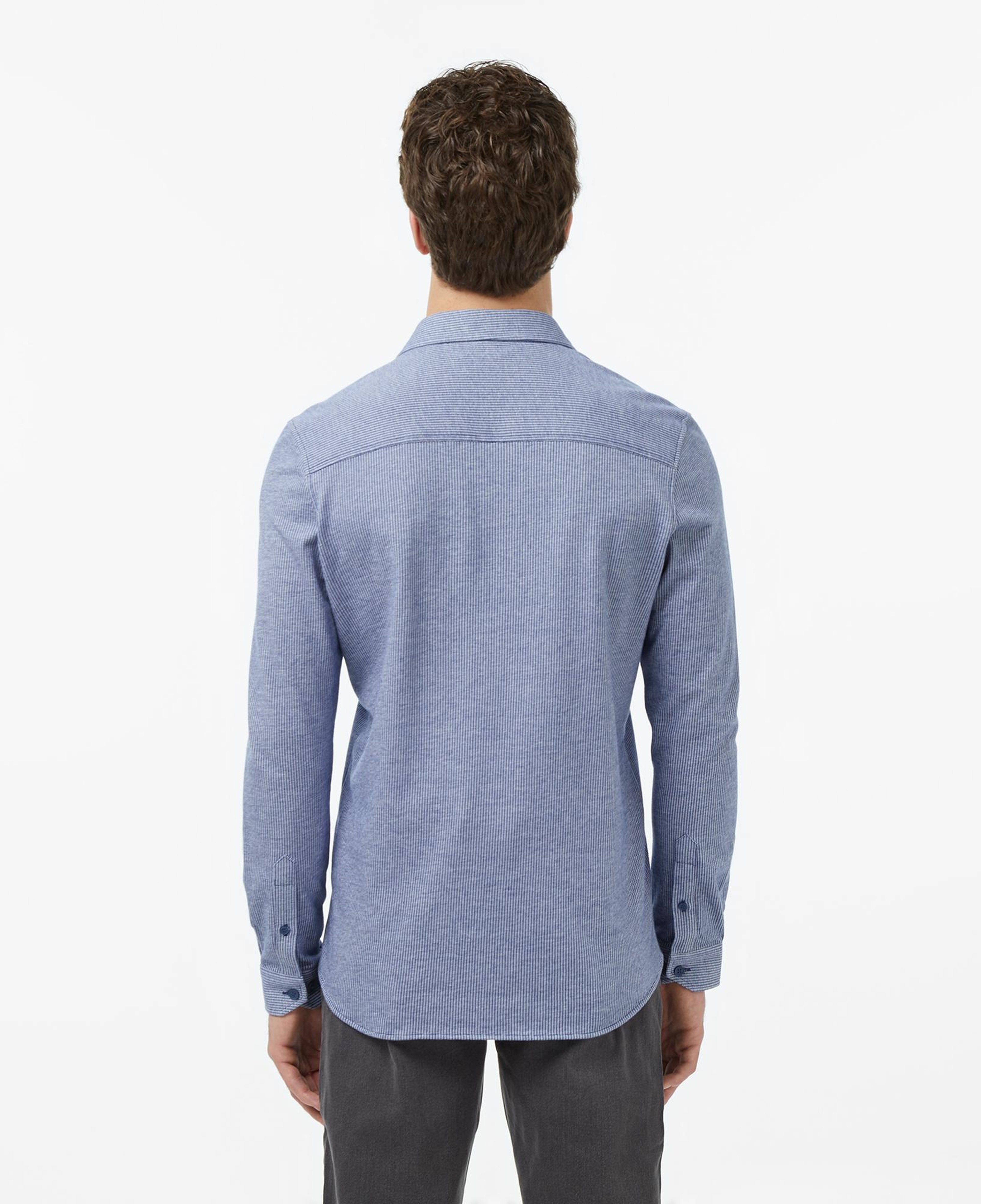 Erkek Slim Fit Düğmeli Yaka Koyu Mavi Gömlek